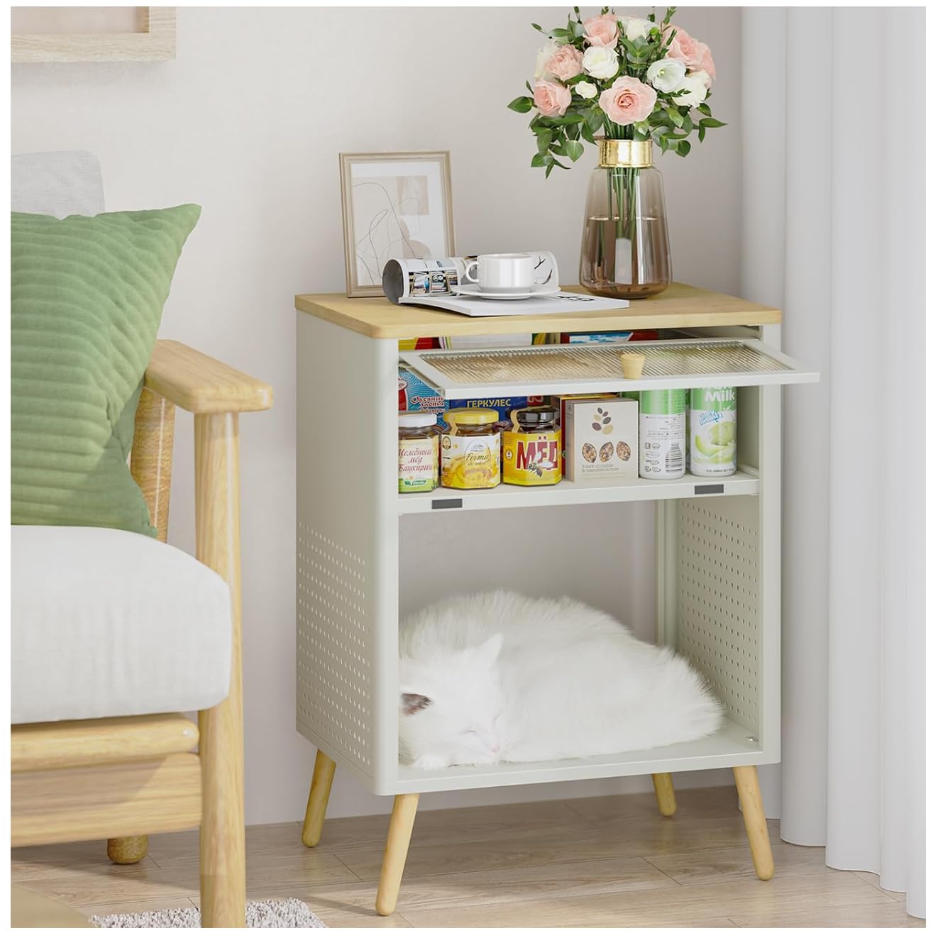 Cute Nightstand, Small End Tables with Storage Drawer