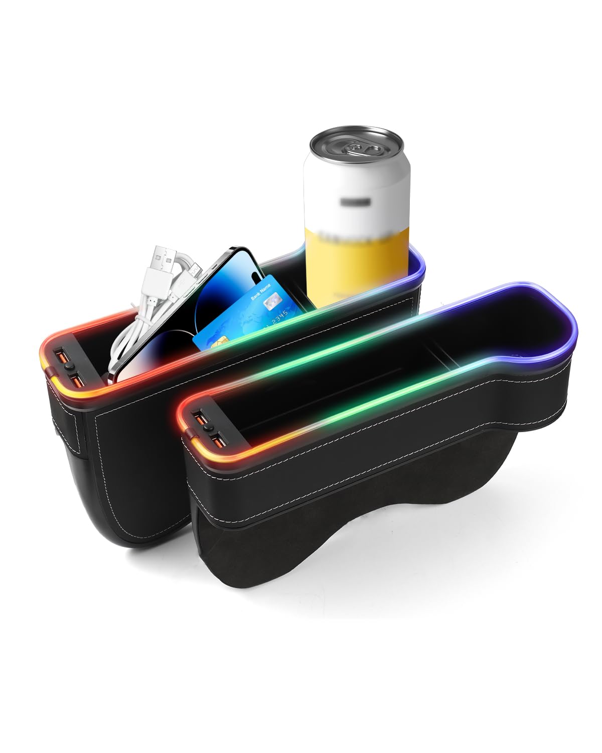RGB Color Changing LED Car Seat Gap Filler Organizer Console Side Seat Gap