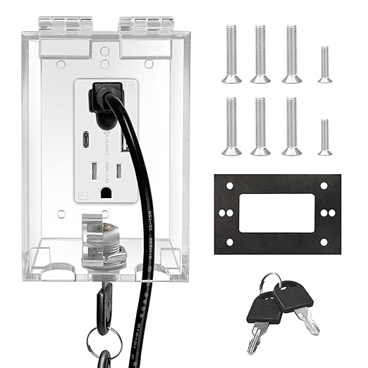 Safety Outlet Cover Box, Wall Outlet Lock Box, Lock Box