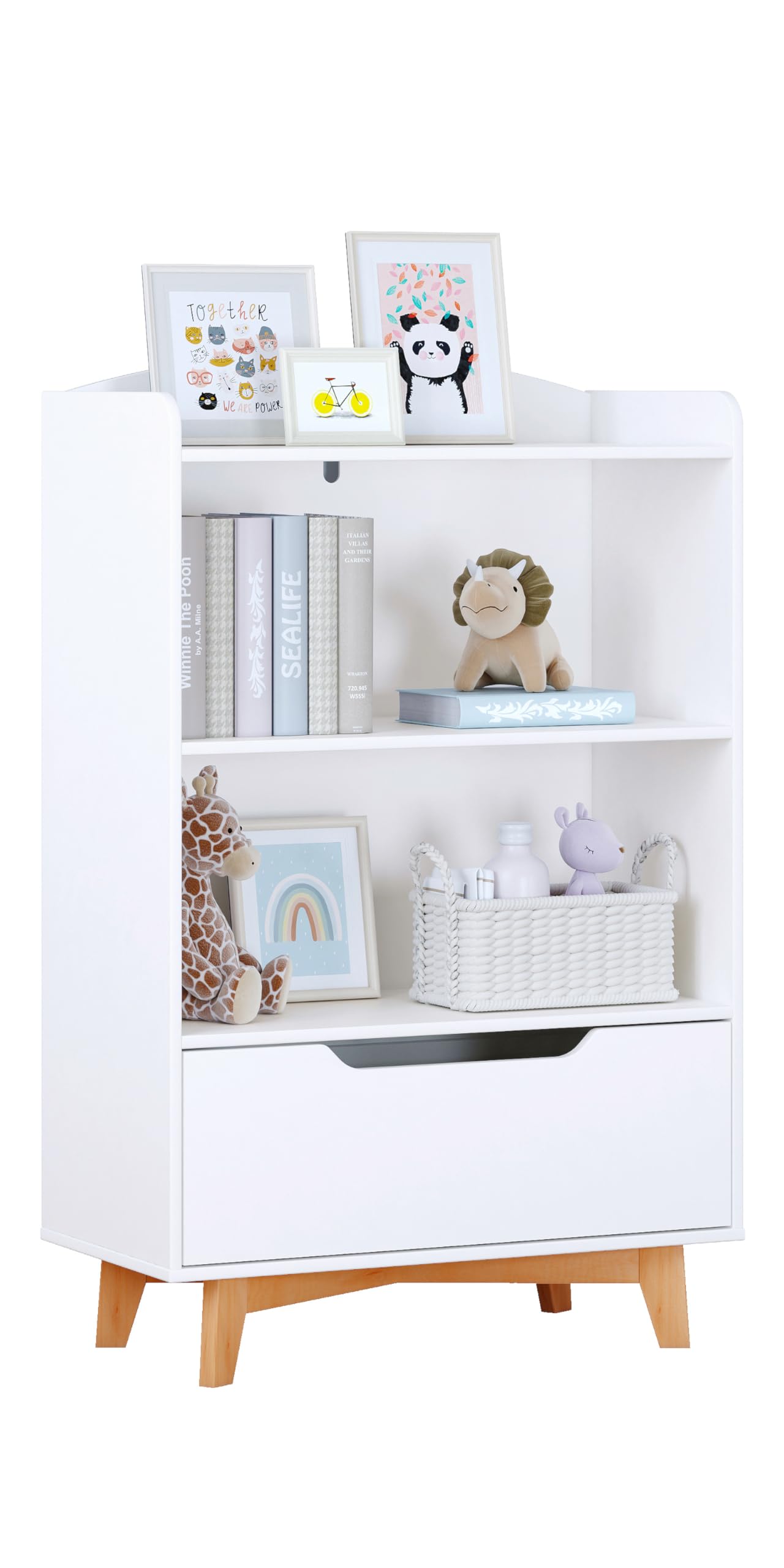 Kids Bookshelf, Children Bookcases with Storage and Drawer
