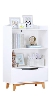 Kids Bookshelf, Children Bookcases with Storage and Drawer
