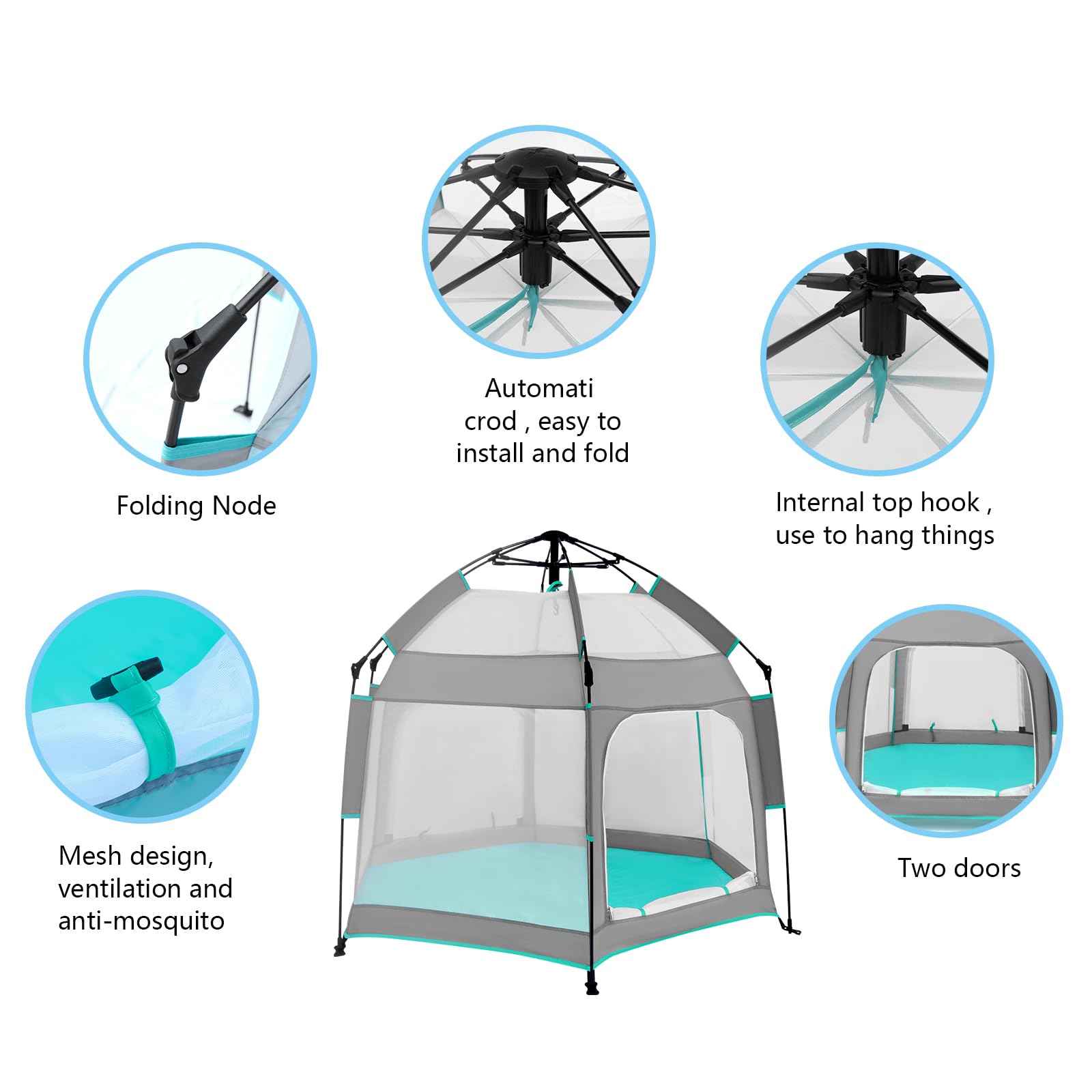 Portable Baby Playpen with Canopy - Indoor Outdoor Play Yard