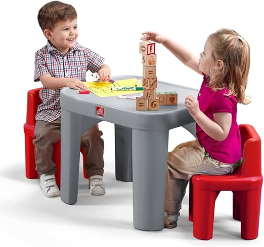 Mighty My Size Kids Table & Chair Set, Playroom Activity Table for Arts & Crafts