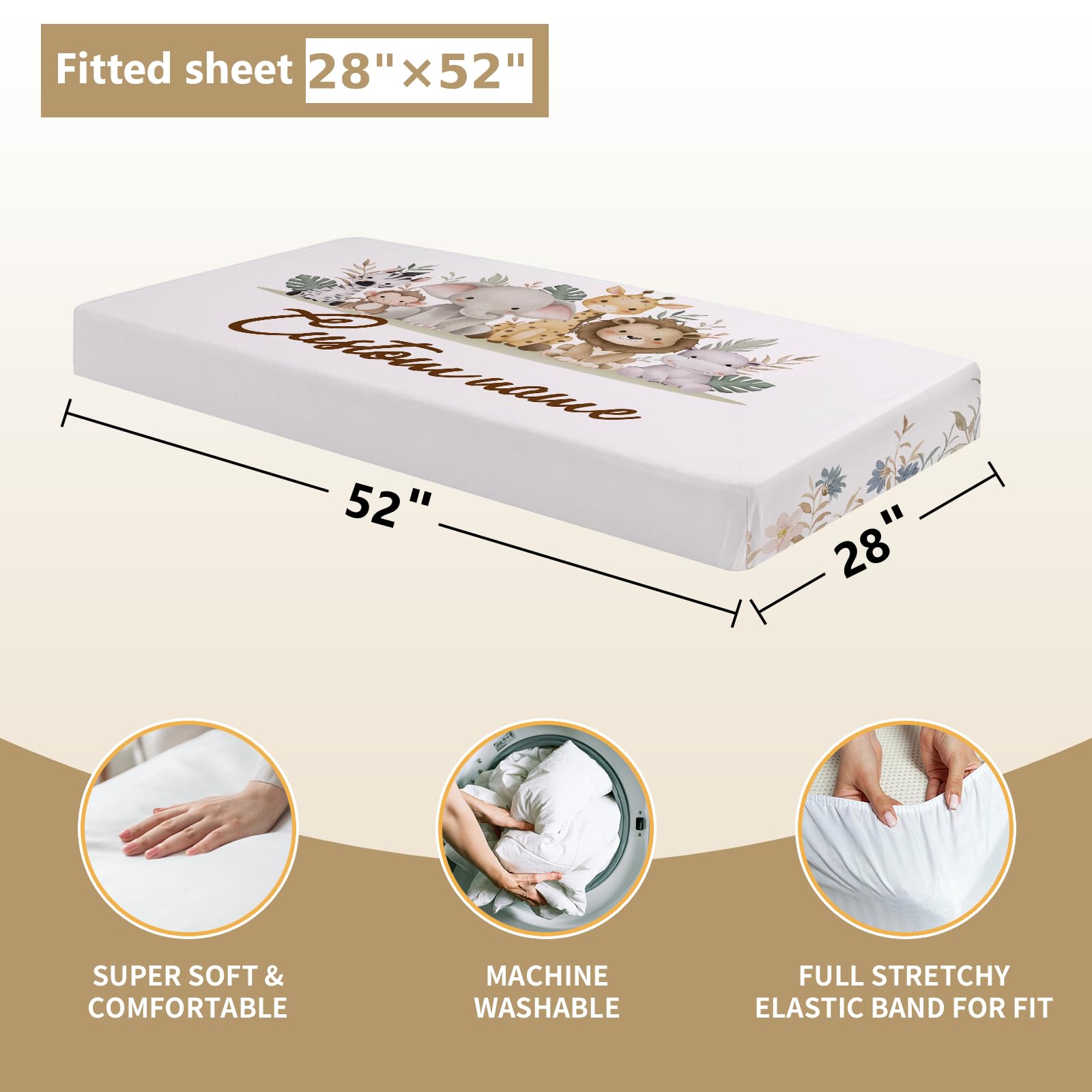 5-Piece Personalized Baby Crib Bedding Set - Animal Safari