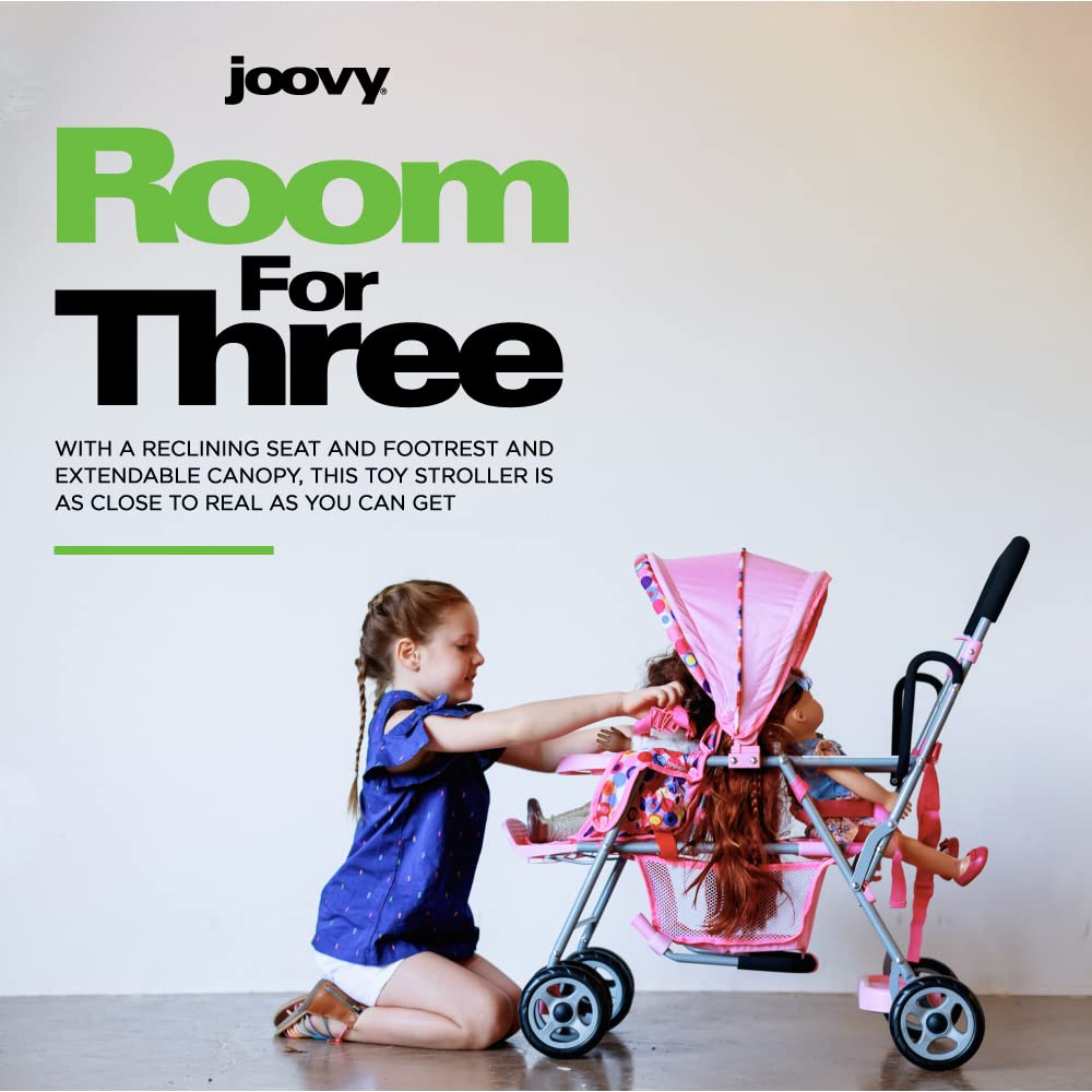 Triple Doll Stroller with Reclining Seat and Canopy