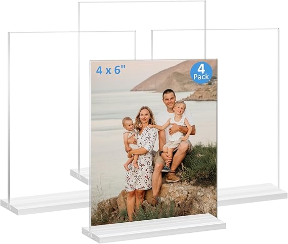 Picture Frames 8x10 inches, 4 Pack Clear Plastic Picture Frames Holder Standing