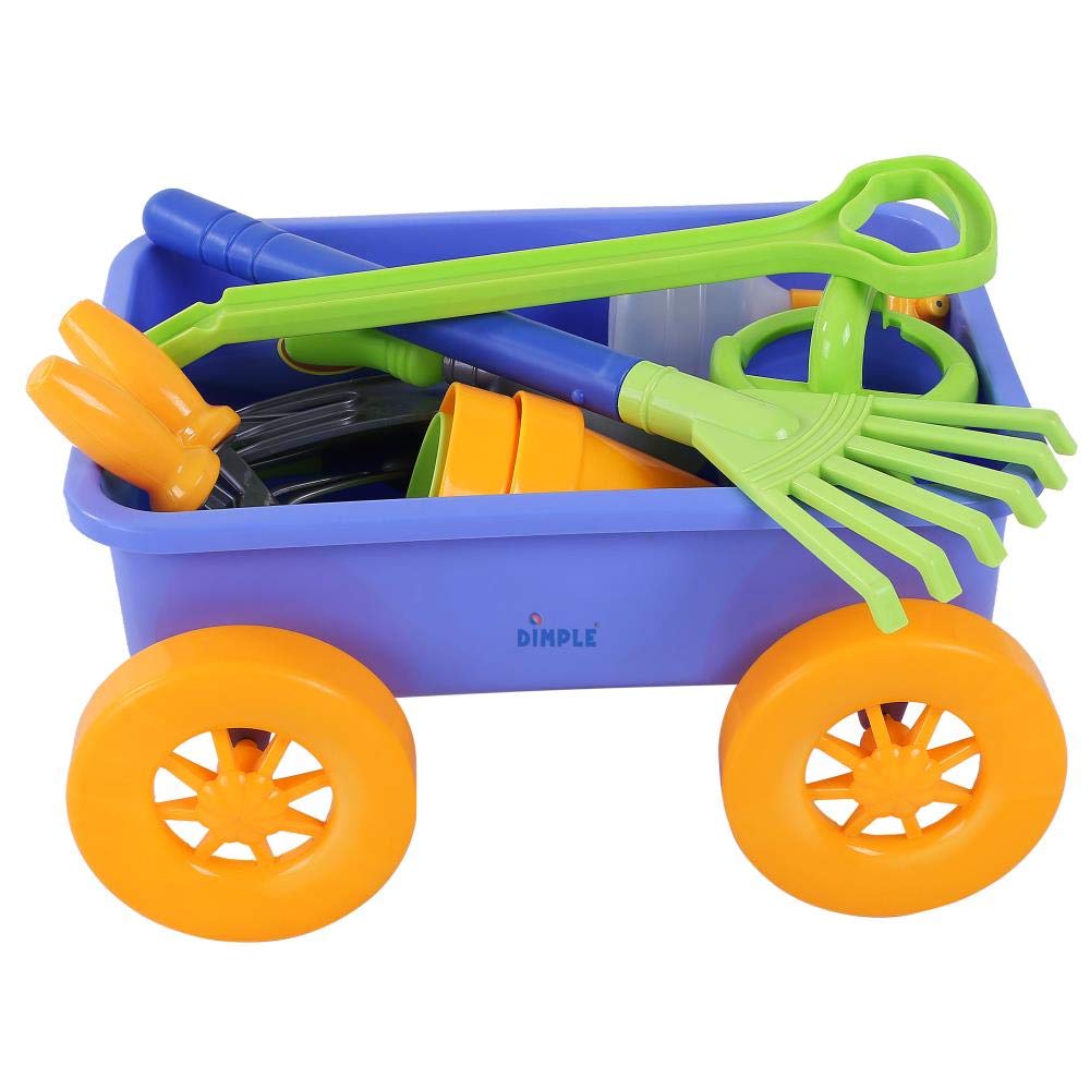 Garden Wagon & Tools Toy Set Premium 15 Pcs Kids Gardening Tools & Wagon Toy Set