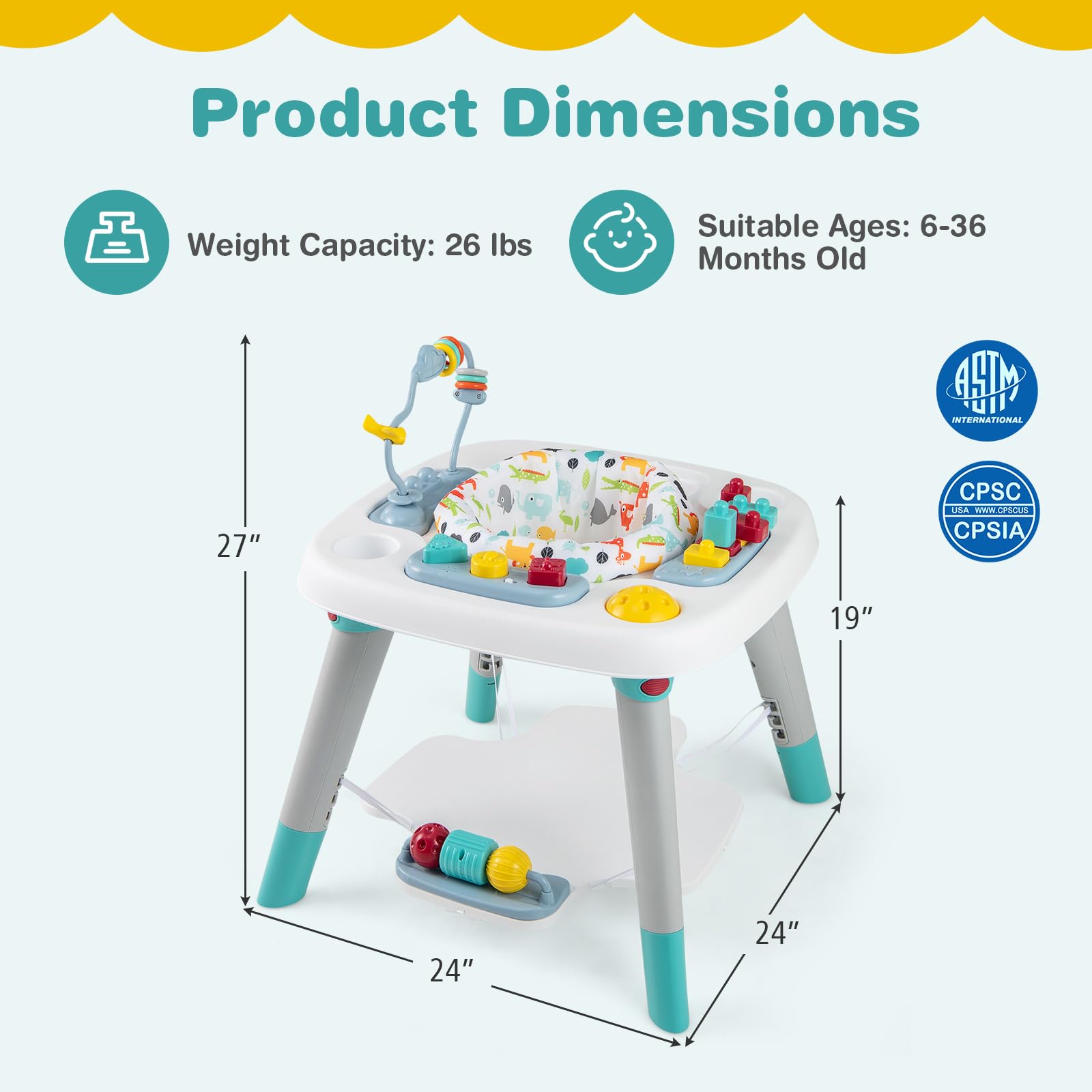 6-in-1 Baby Activity Center with Rotating Seat