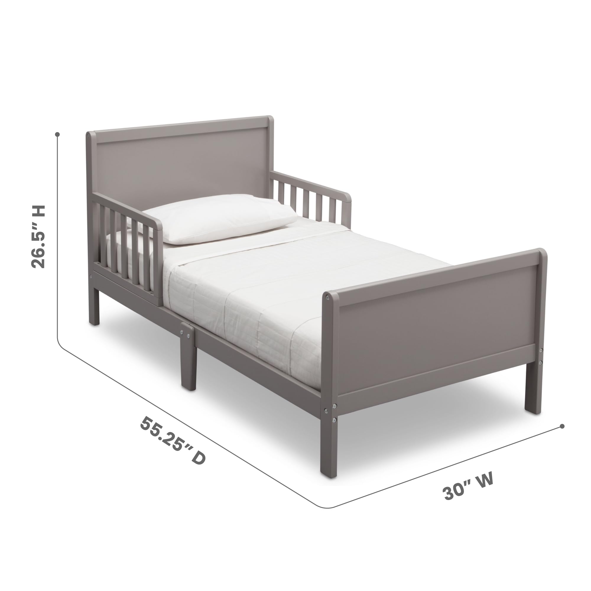 Fancy Wood Toddler Bed - Greenguard Gold Certified, Grey