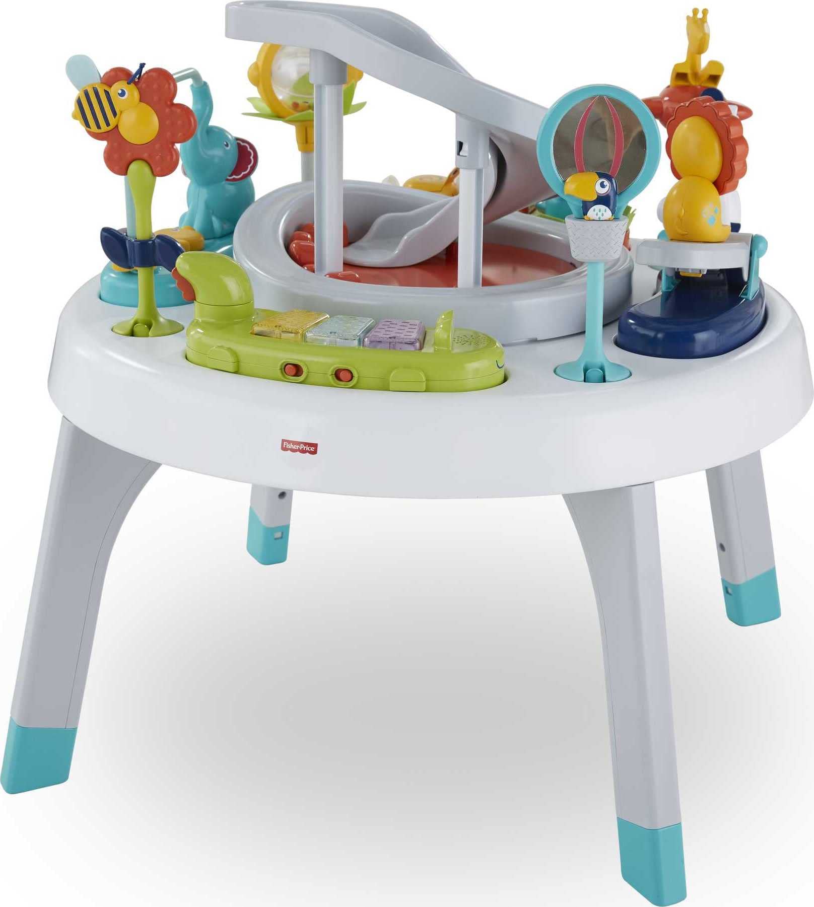 Baby to Toddler Toy 2-In-1 Sit-To-Stand Activity Center with Music Lights and Spiral Ramp