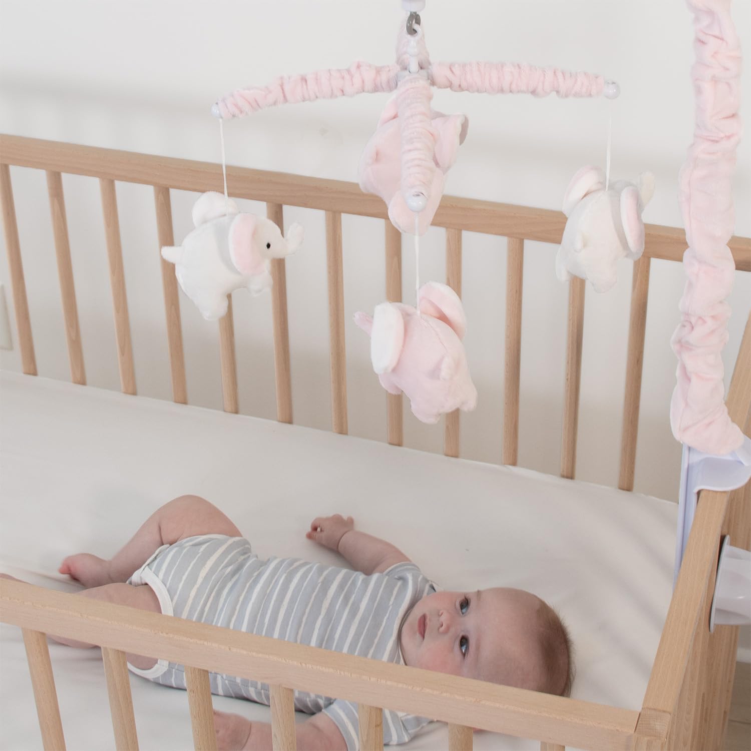 Crib Mobile for Girls - Soft Pink Musical Baby Crib Mobile with 12 Lullabies