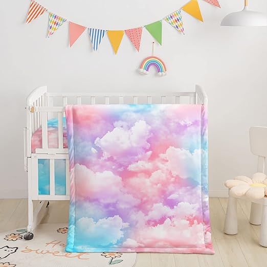 3pcs Nursery Crib Bedding Set with Comforter, Sheet & Skirt
