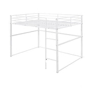 Loft Bed Full Size, Loft Bed Frame with Safety Guard Rails & Flat Ladder