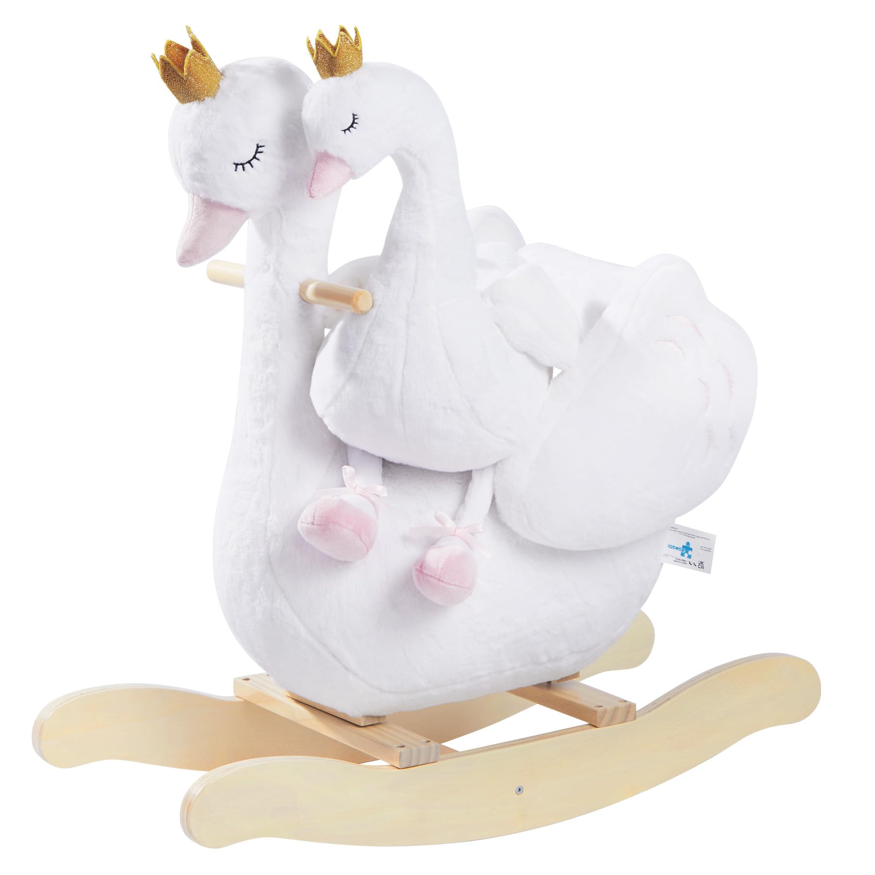 Kids Rocking Horse White Swan with Little Plush Doll Toys