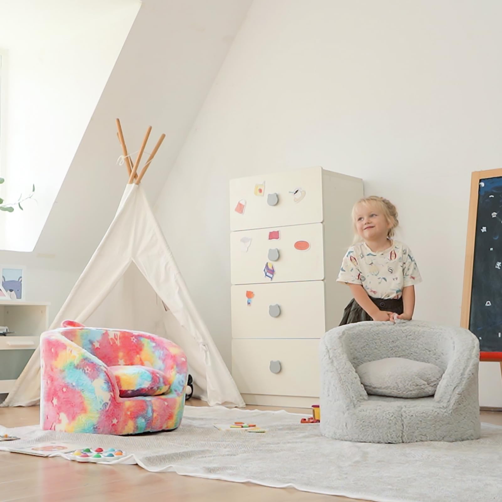 Snug-Arch Toddler Couch, Comfy Foam Baby Chair