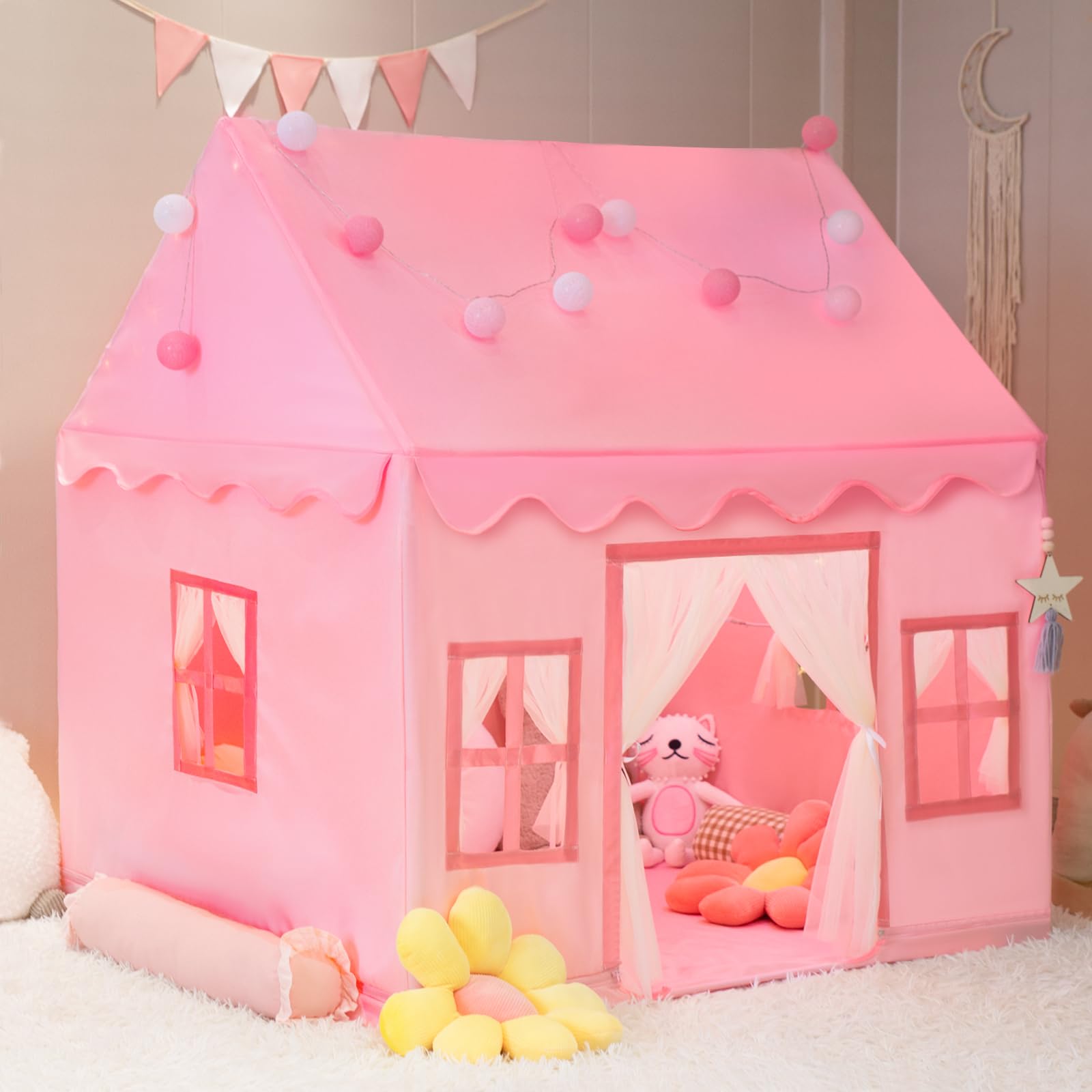 Kids Play Tent Playhouse with Star Lights and Accessories