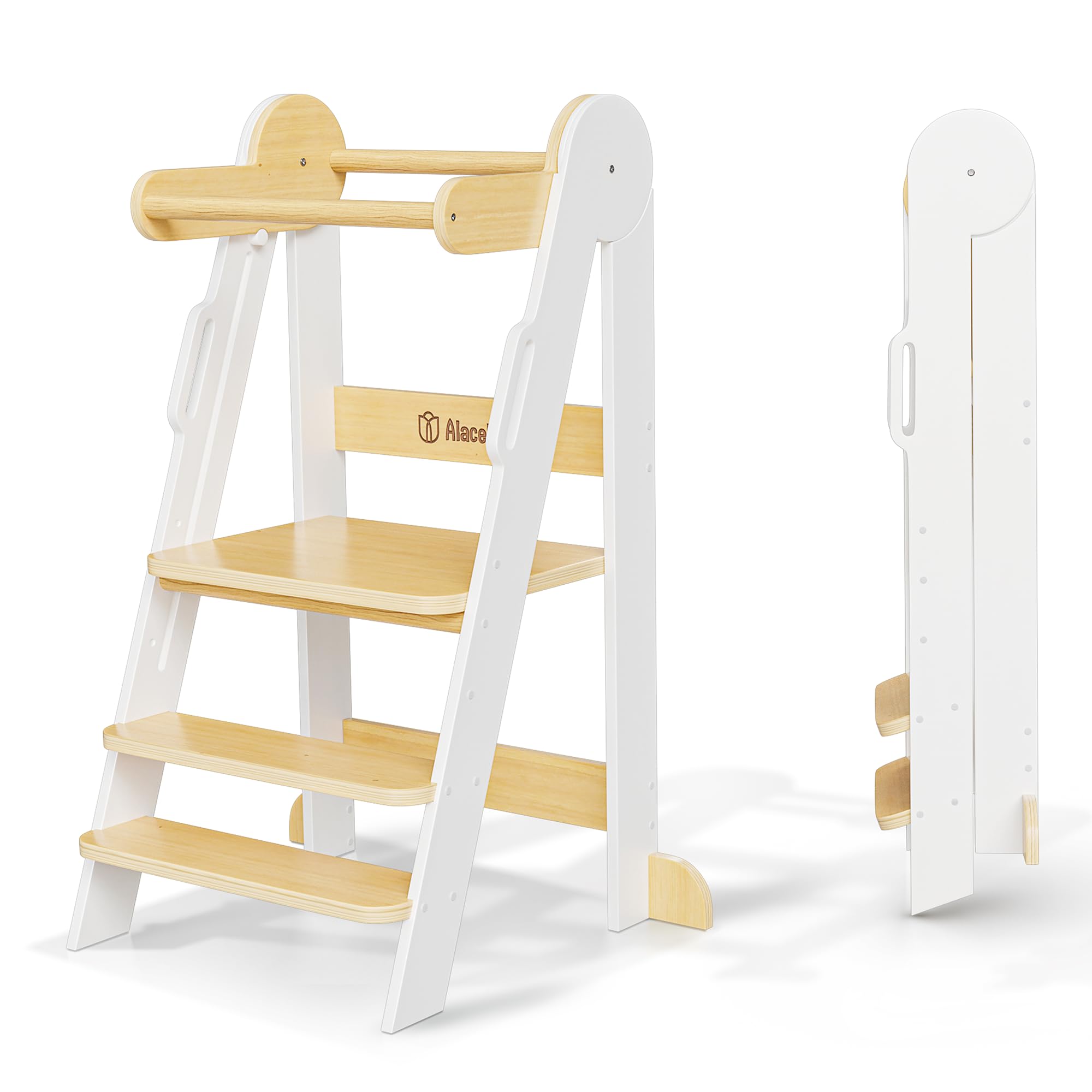 Adjustable Toddler Kitchen Step Stool with Safety Rails