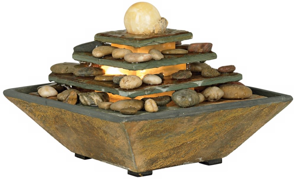 " High Small Zen Modern Indoor Decor Slate Stone Tabletop Fountain