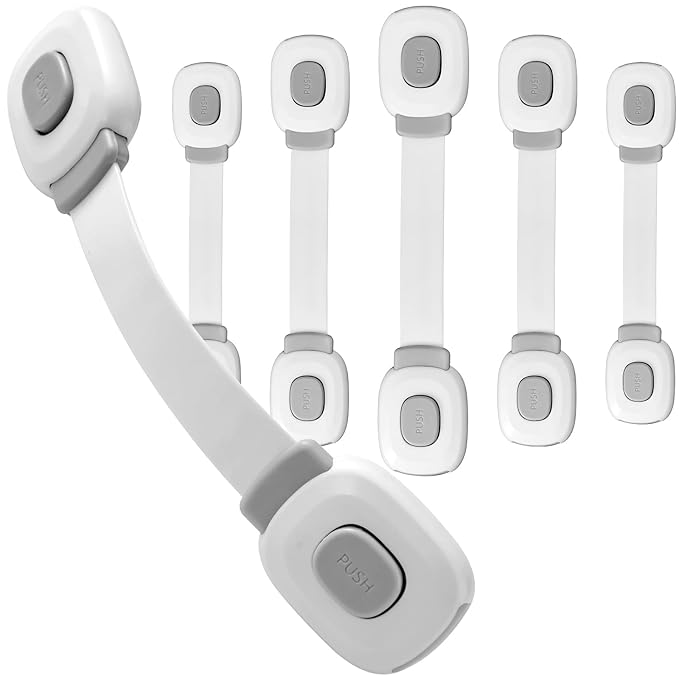 Baby Cabinet Locks, Child Safety Cabinet Proofing -Child Safety Strap Locks Adhesive