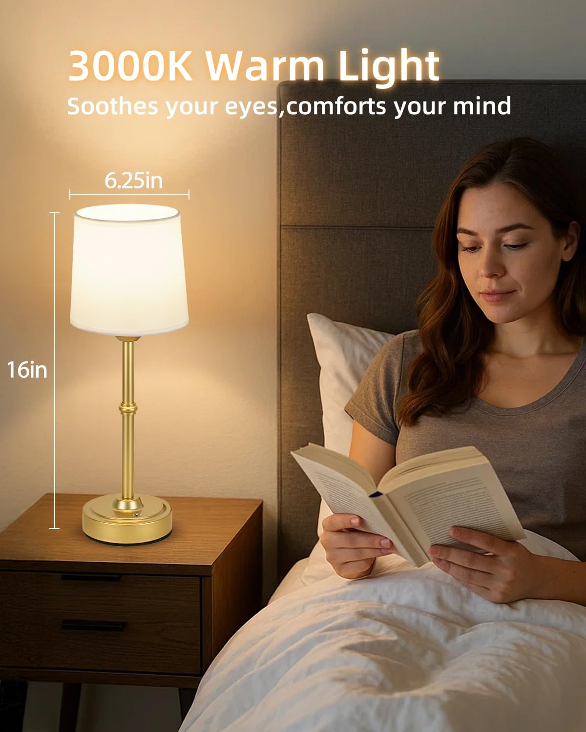 Rechargeable Cordless LED Table Lamp with Touch Control