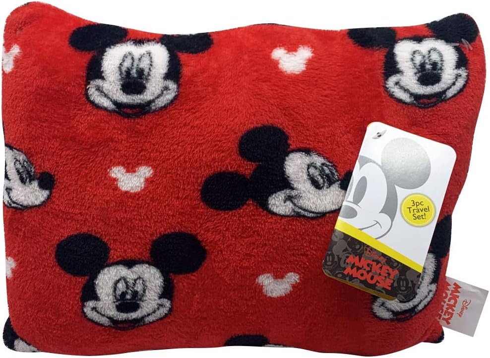 Disney Mickey Mouse Travel Set - 3 Piece Kids Travel Set includes Blanket