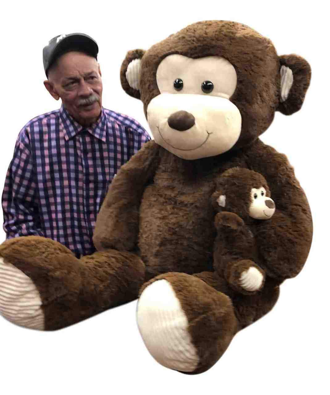 4 Foot Giant Stuffed Monkey Holding Baby 48 Inches Soft 122 cm Huge Cuddly