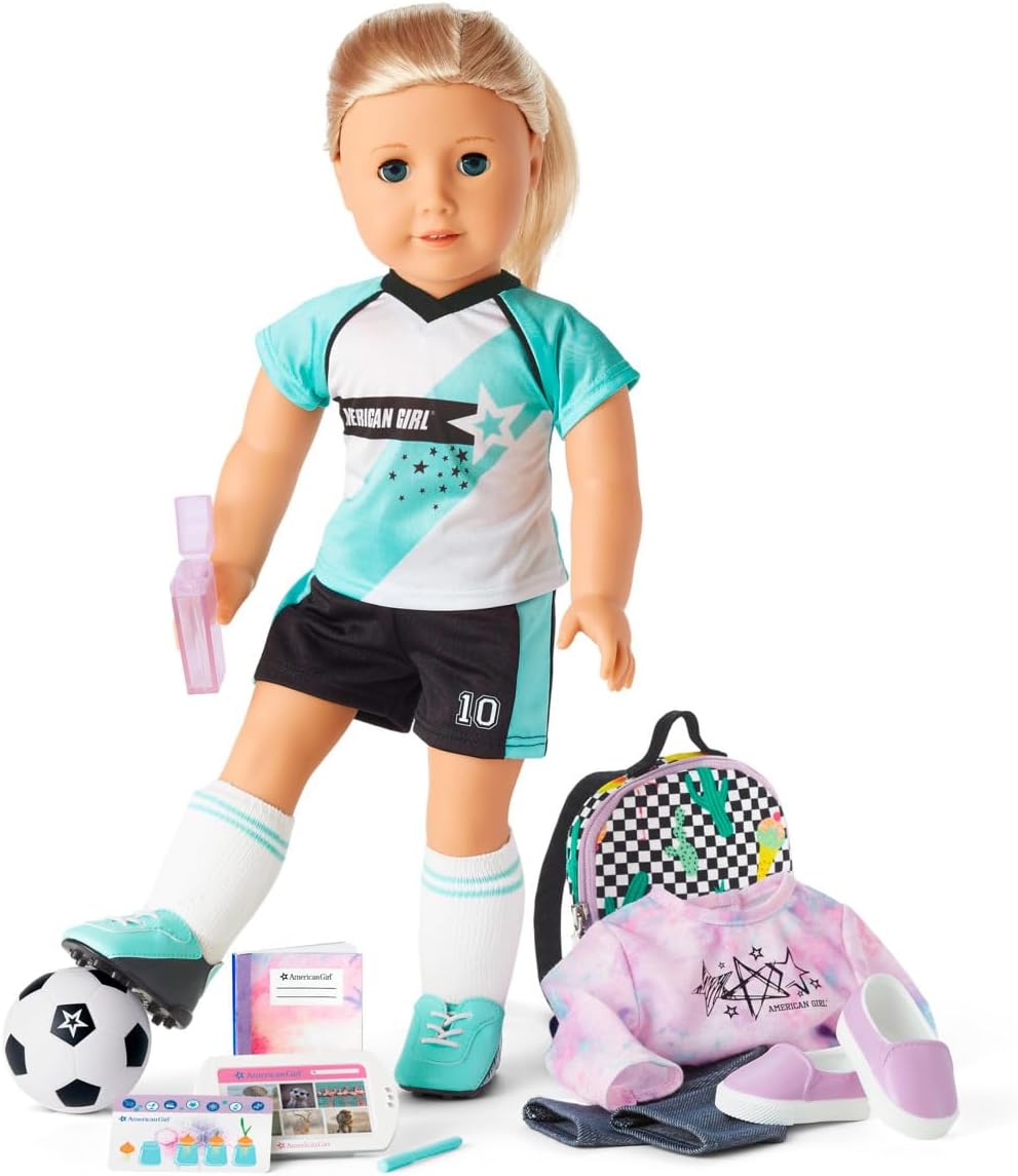 Truly Me 18-inch Doll 27 & School Day to Soccer Play Playset with Supplies, Uniform