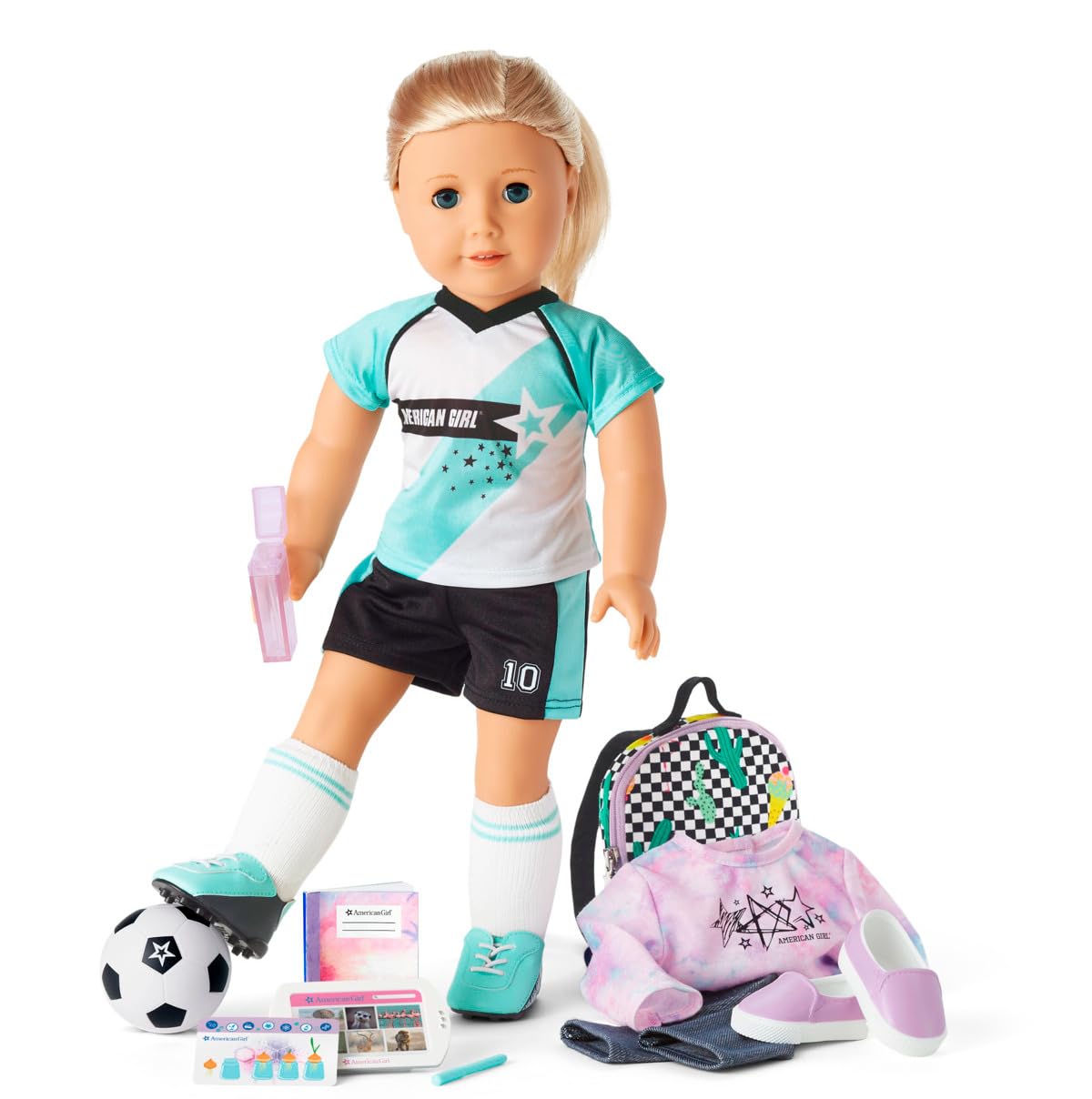 Truly Me 18-inch Doll 27 & School Day to Soccer Play Playset with Supplies, Uniform