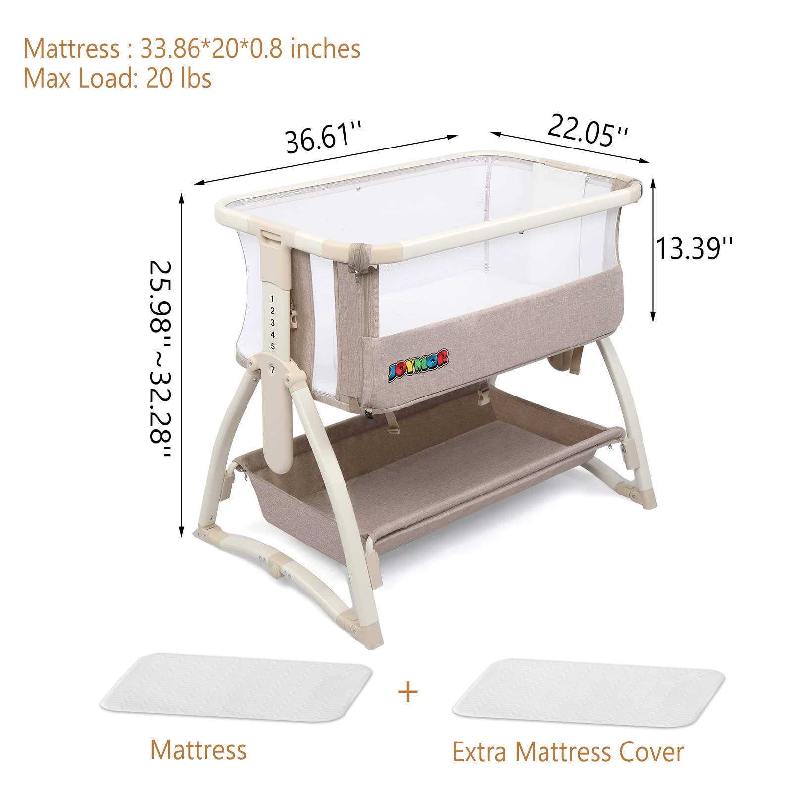 Bedside Baby Bassinet with Wheels
