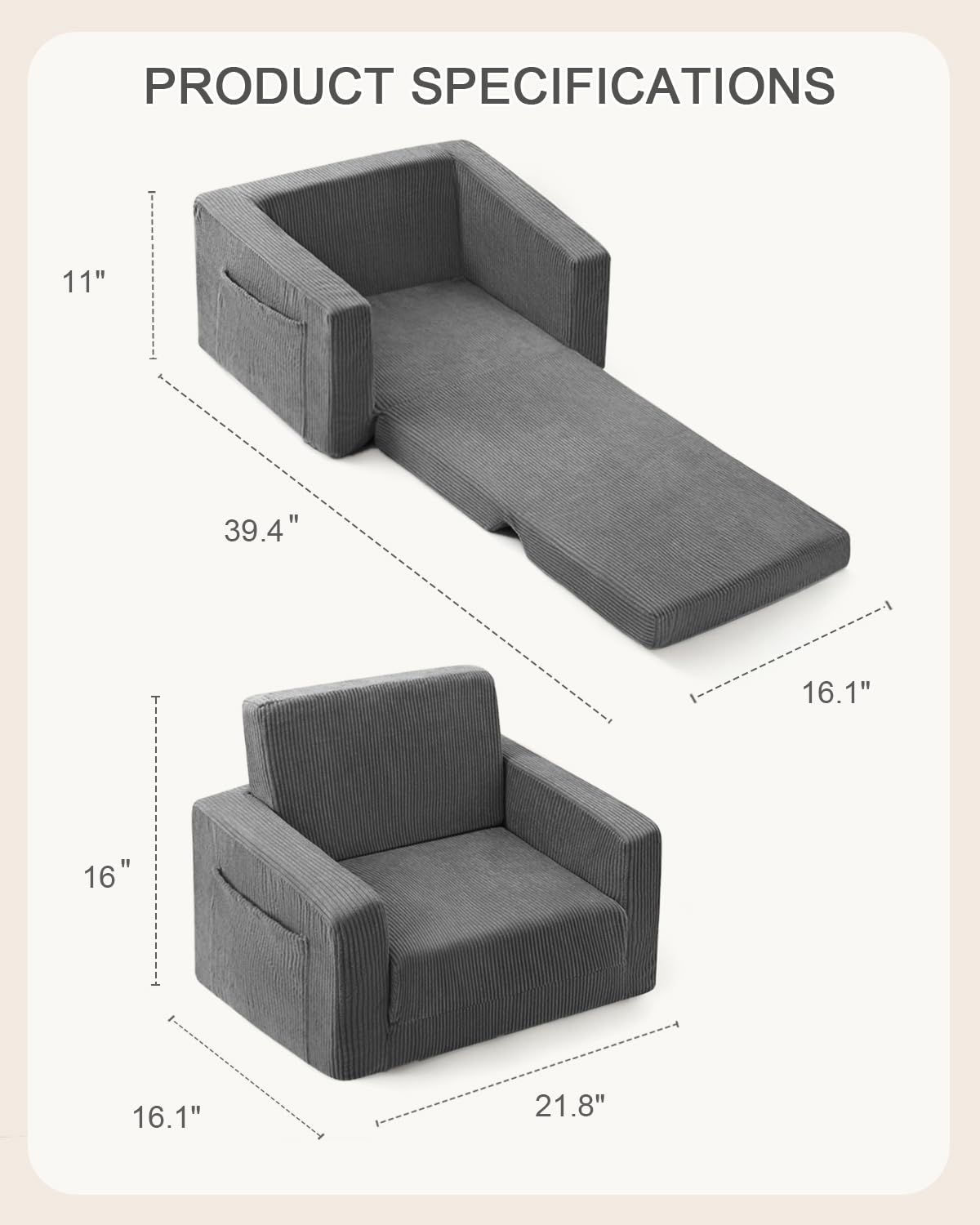 2-in-1 Toddler Chair Convertible Sofa