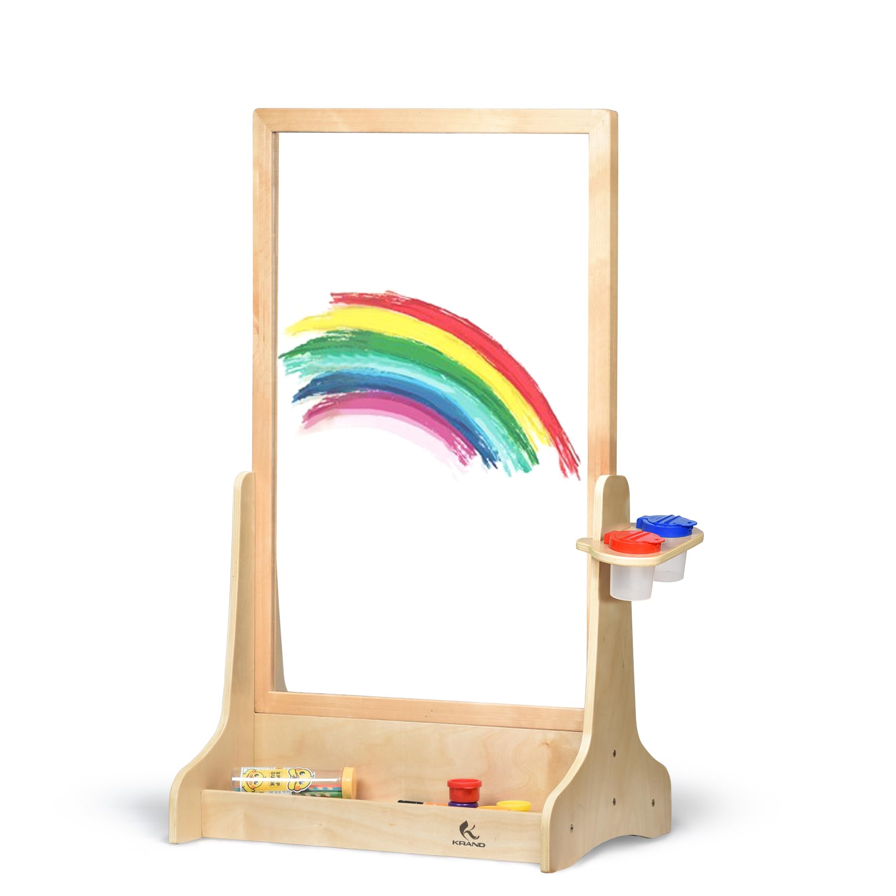 KRAND Double-Sided Plexiglass Painting Art Easel, Easy to Clean, Kids Drawing Board On Both Sides, Fun Arts and Crafts Activity for Boys and Girls Indoor and Outdoor