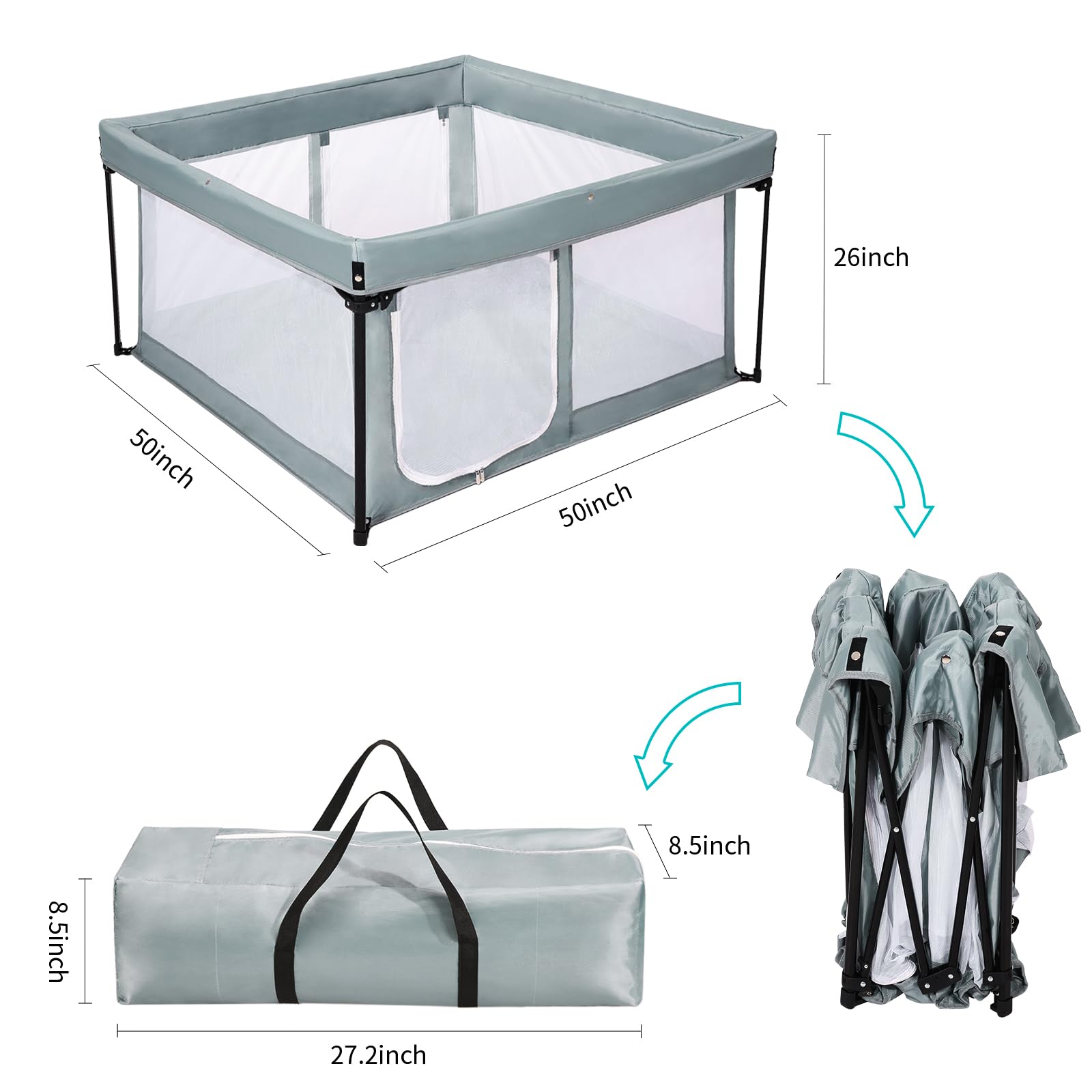 Portable Baby Playpen with Padded Floor