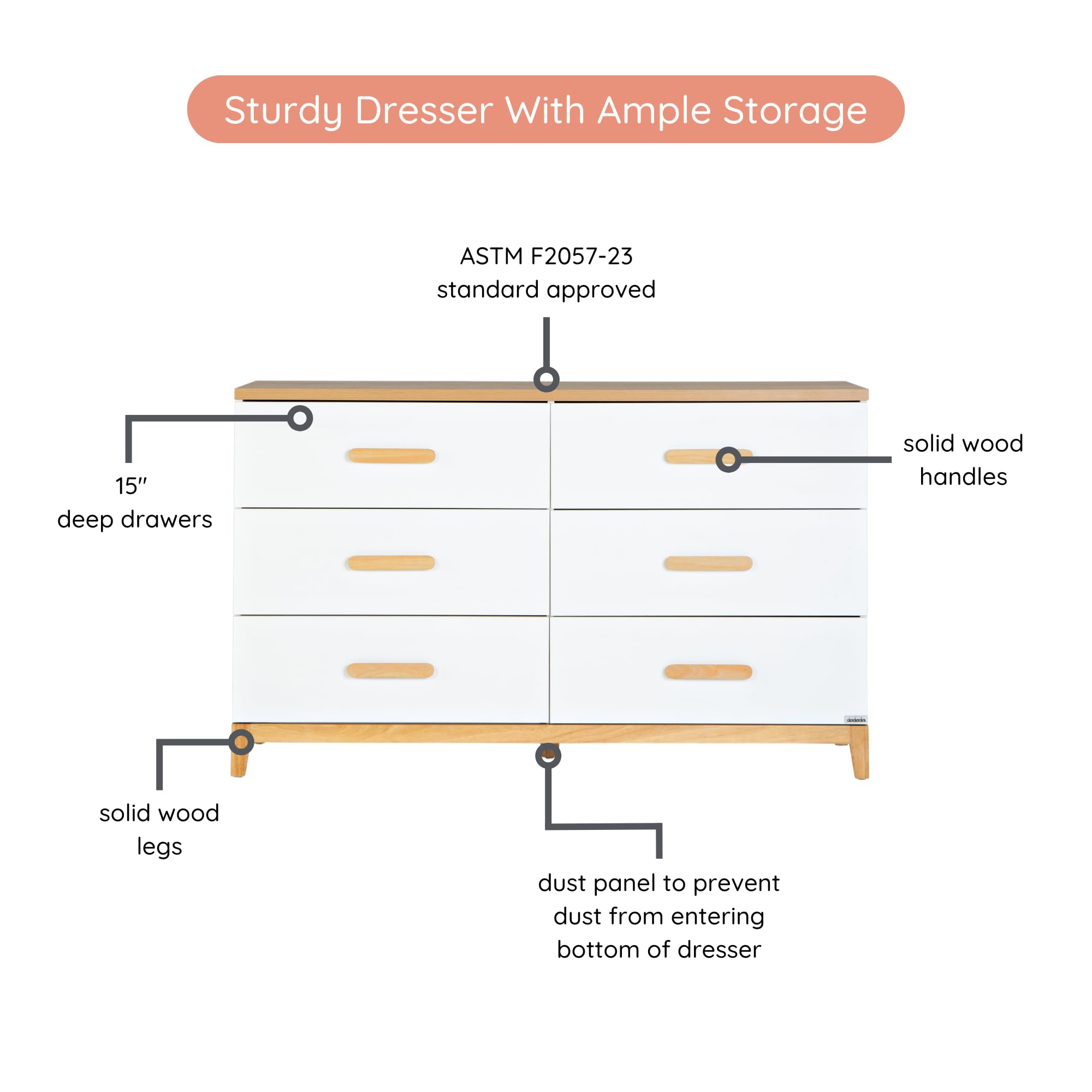 6-Drawer Nursery Dresser with Deep Storage and Anti-Tip Safety