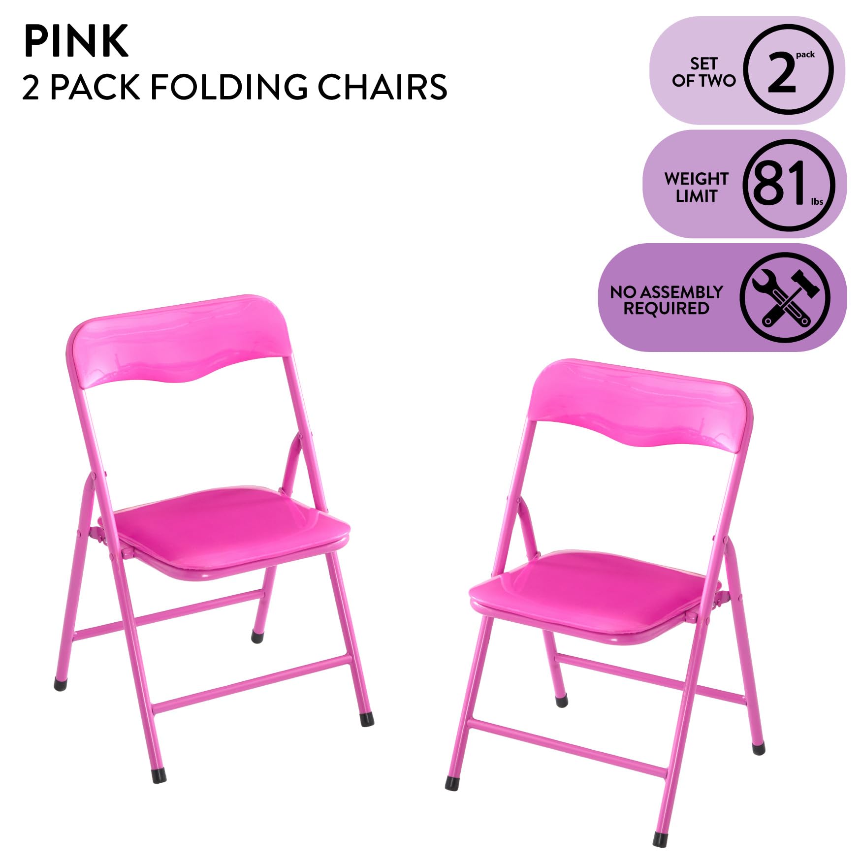 Kids Padded Folding Chairs Set of 2 Pink