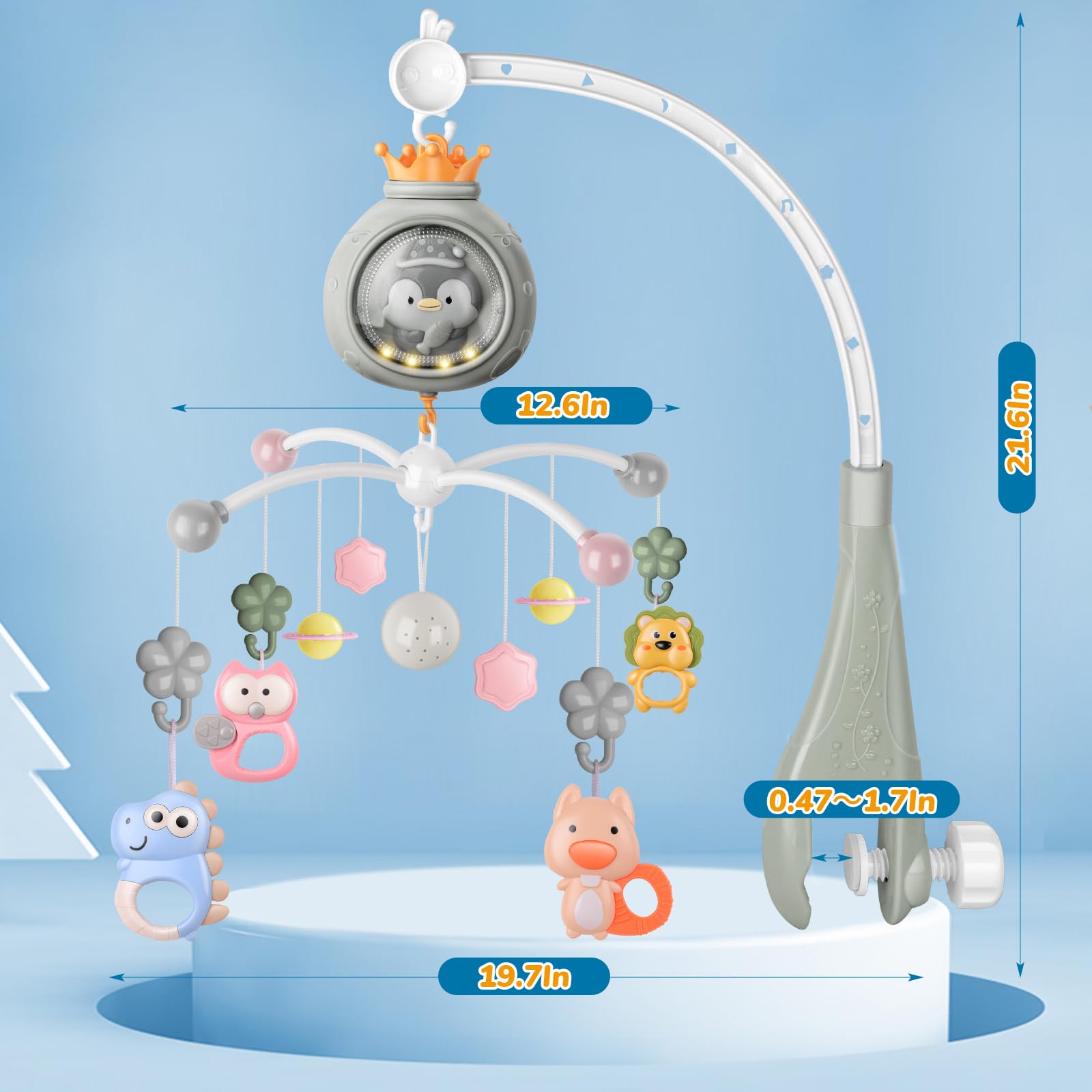 Crib Mobile with Music and Lights, Mobiles for Cribs