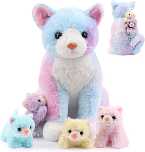 5 Pcs Cat Stuffed Animal 13. 78 Inch Large Plush Cat Mommy