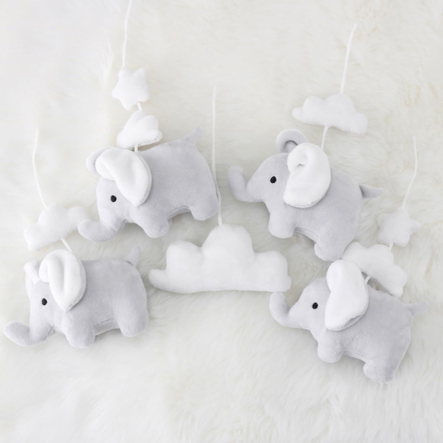 Crib Mobile for Girls or Boys - Soft Grey Musical Baby Crib Mobile