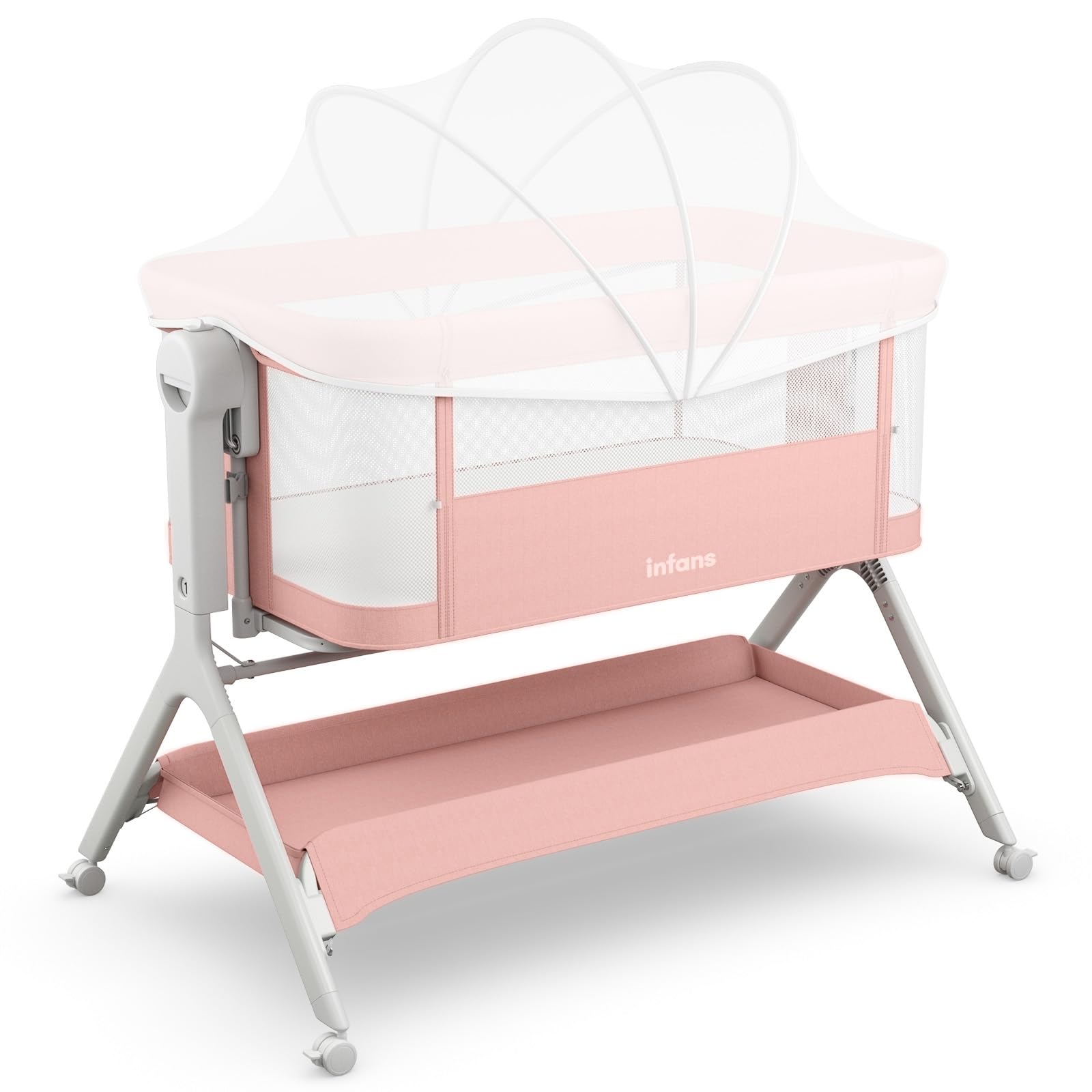 5 in 1 Baby Bassinet, Upgraded Rocking Bedside Sleeper with Wheels