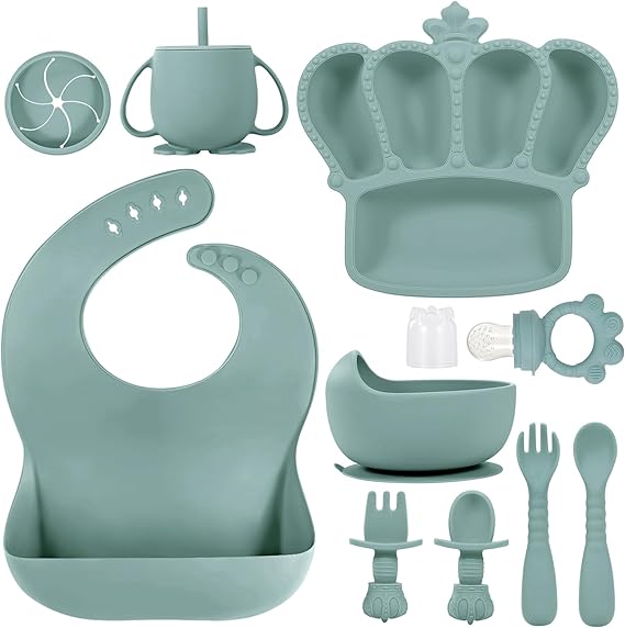 Silicone Baby Feeding Set 10 Pcs Baby Led Weaning Supplies Suction Bowl Divided
