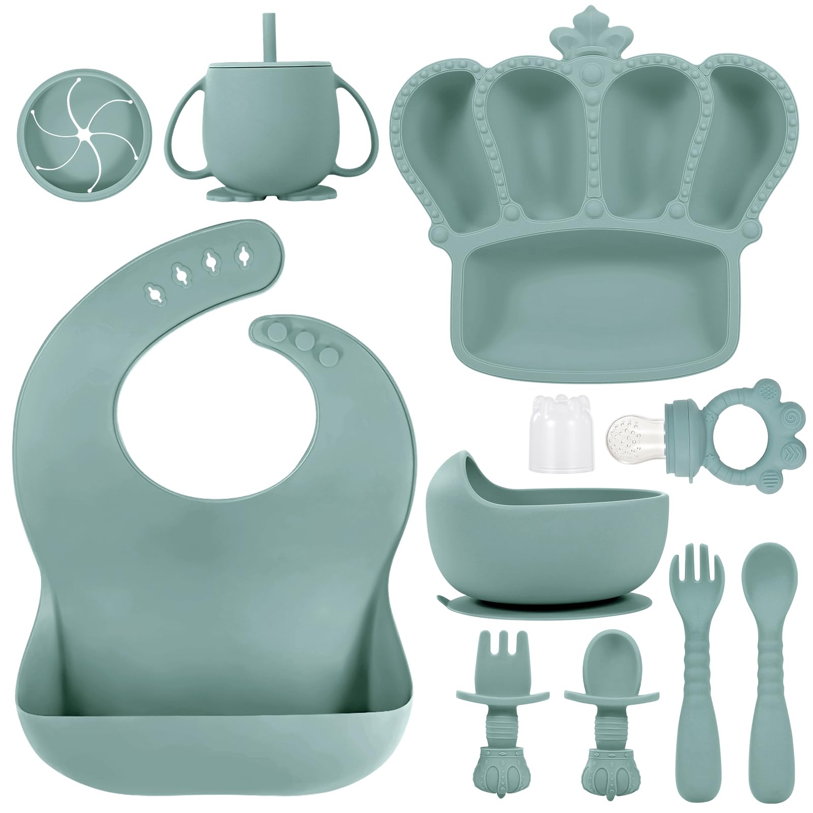 Silicone Baby Feeding Set 10 Pcs Baby Led Weaning Supplies Suction Bowl Divided