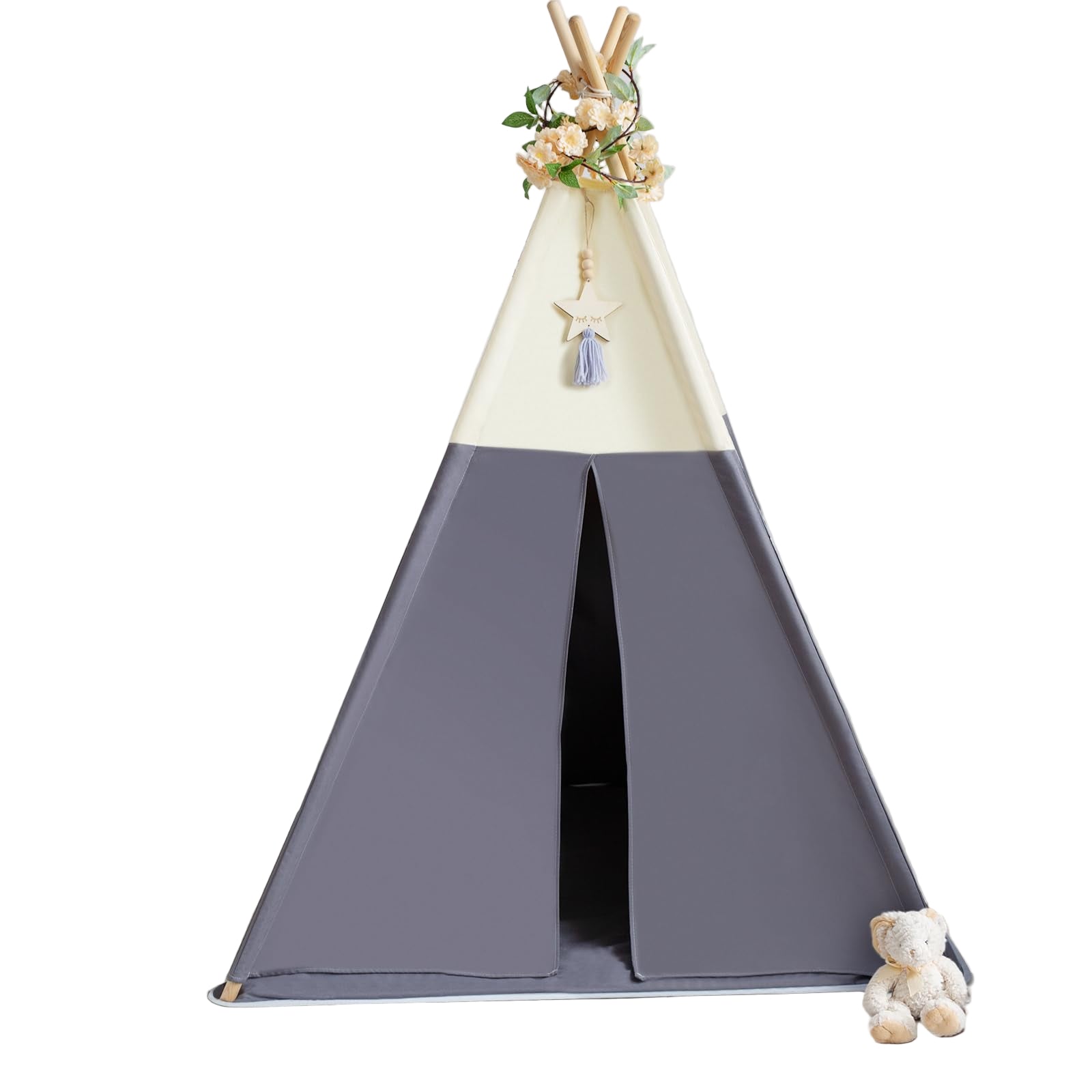 Teepee Tent for Kids, 100% Cotton Play Tent with Mat, Kids Teepee Tent