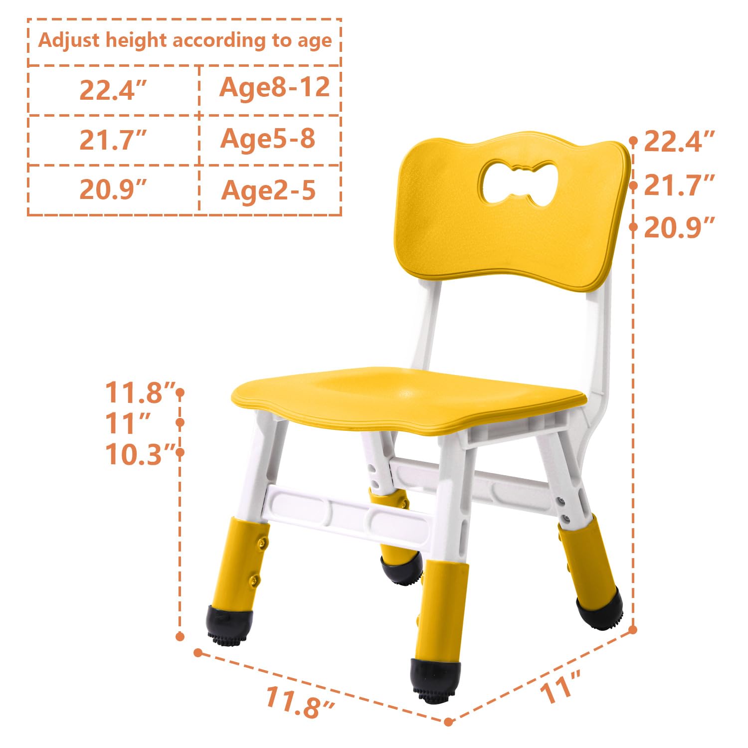 Adjustable Kids Chair with 3 Height Levels for Ages 2-6