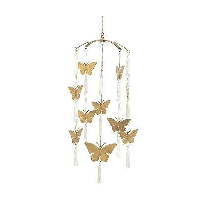 Handcrafted Brass Ceiling Hanging Mobile for Nursery, Butterfly Nursery Decor for Girl, 6"x 6" x 36", Baby Girl Nursery Decor, Butterfly Mobile