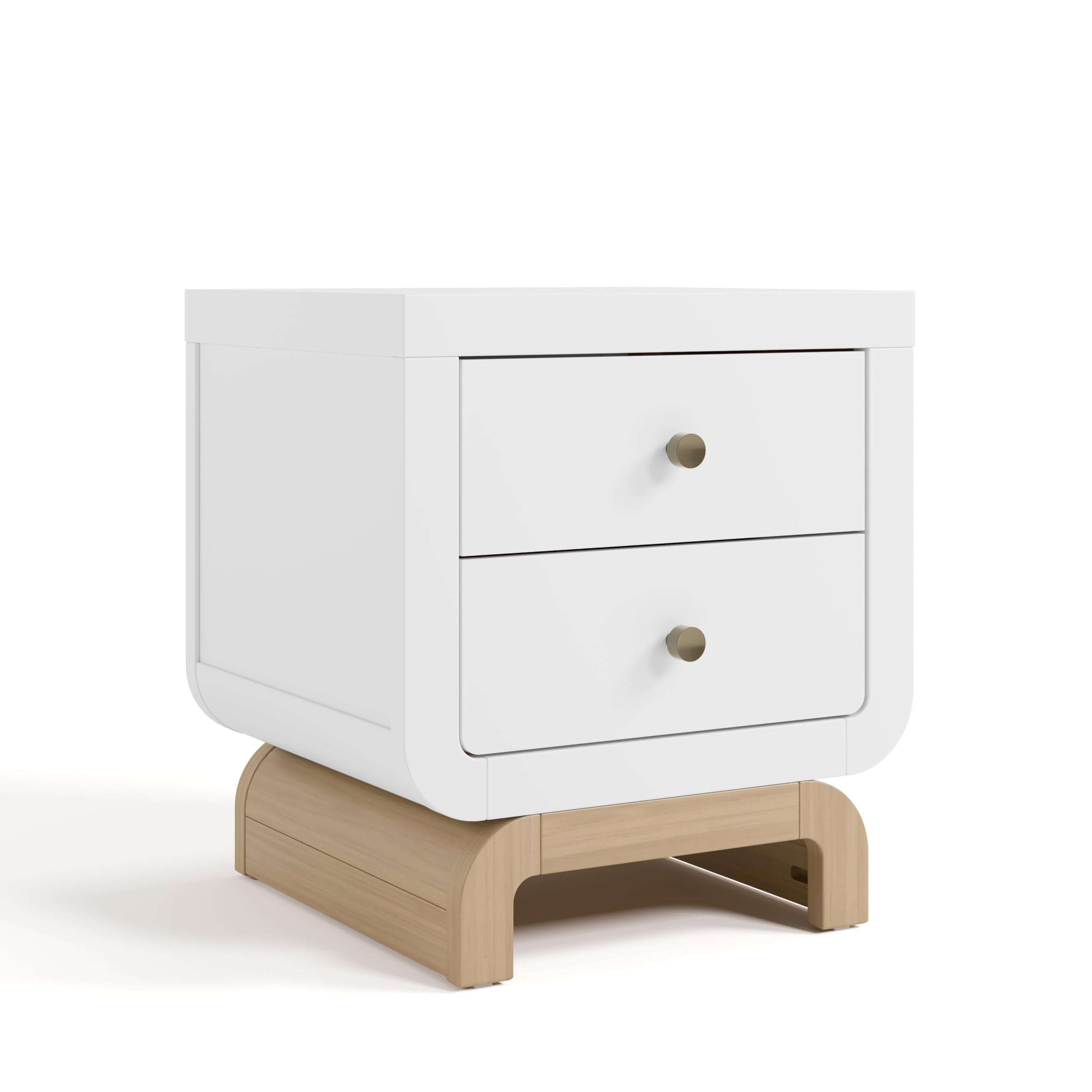 2 Drawer Nightstand with Curved Base for Kids Bedroom