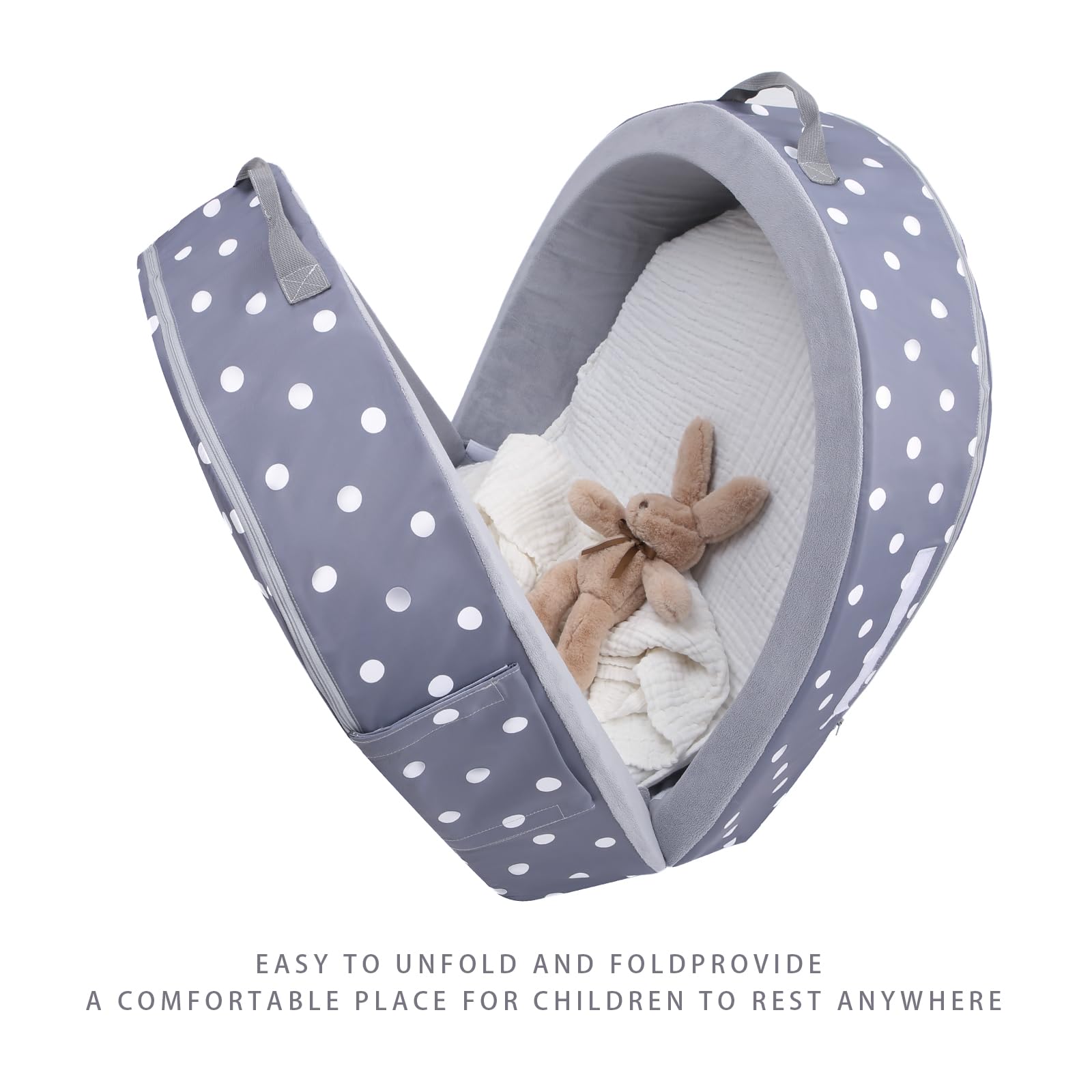 Portable Foldable Toddler Travel Bed with Sides