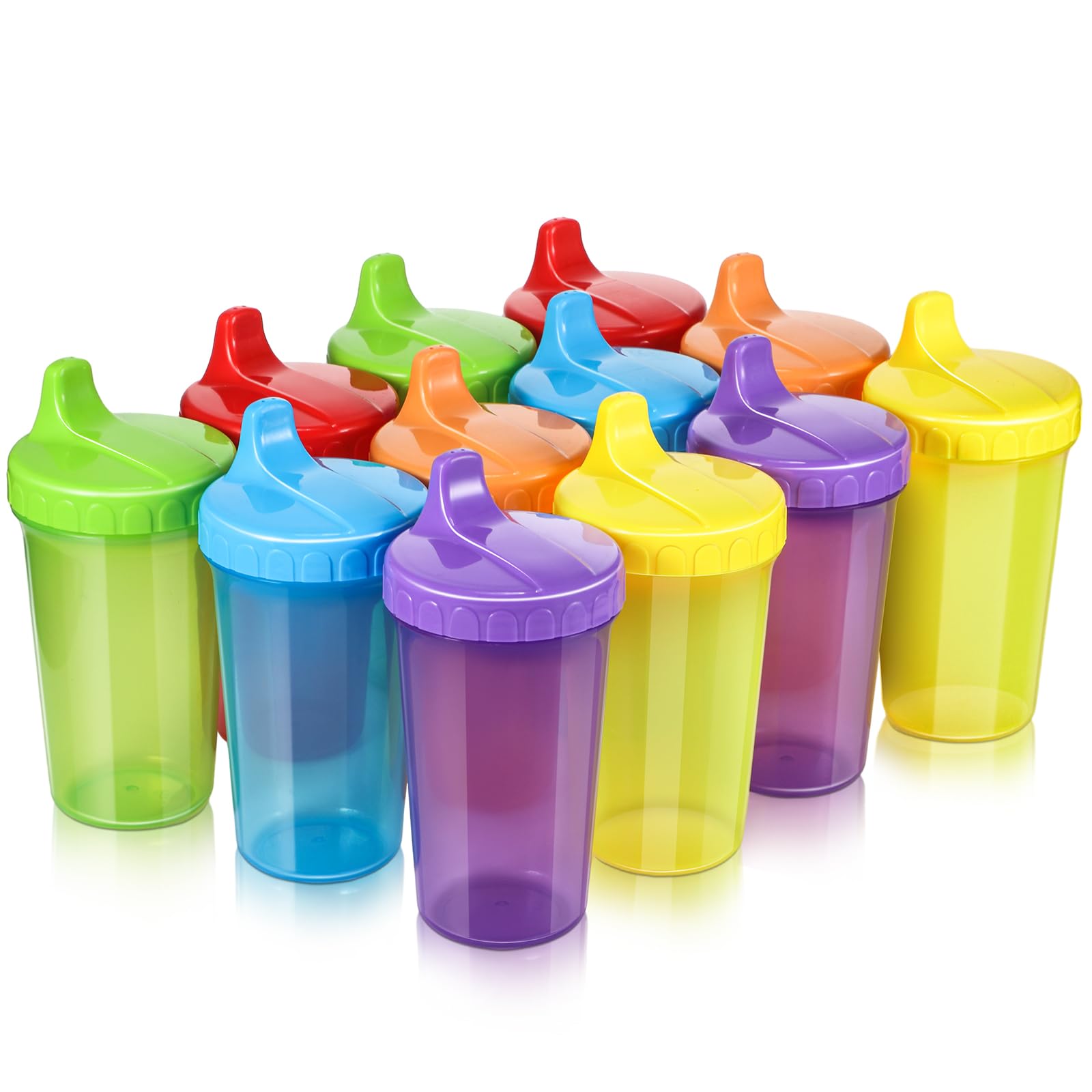 12 Pcs 10 oz Sippy Cups for Toddlers 1-3 No Spill Spout Cups
