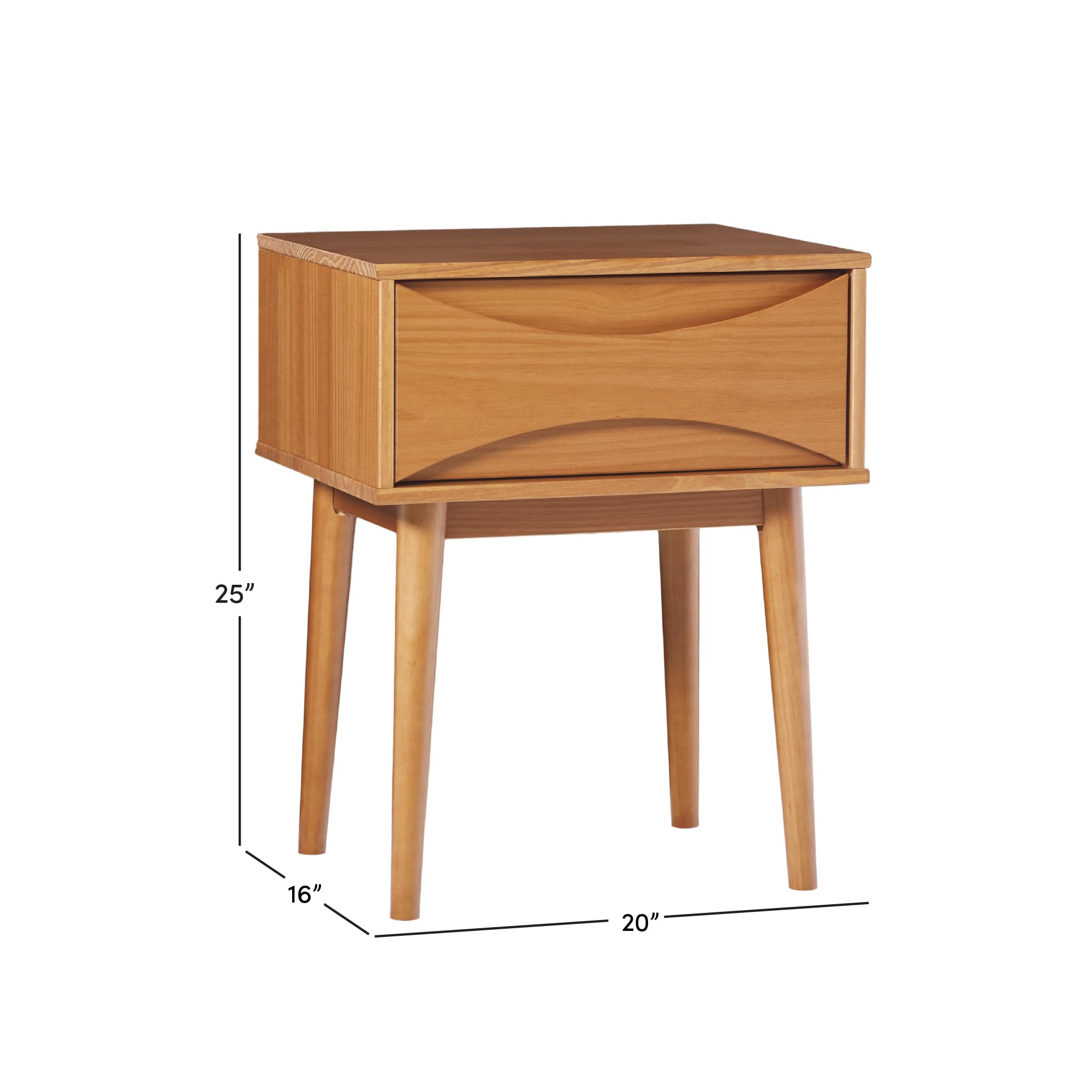 Solid Wood Retro 1-Drawer Nightstand