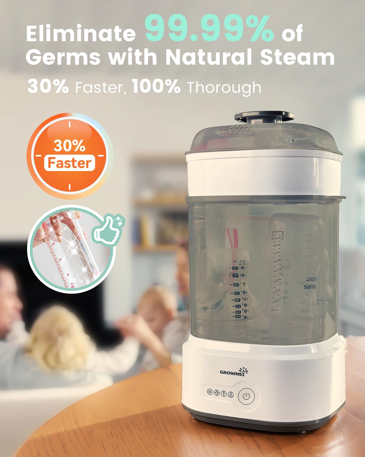 Bottle Sterilizer and Dryer, Compact Electric Steam Baby Bottle Sterilizer