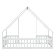 Twin Floor Bed for Kids with House Frame and Fence