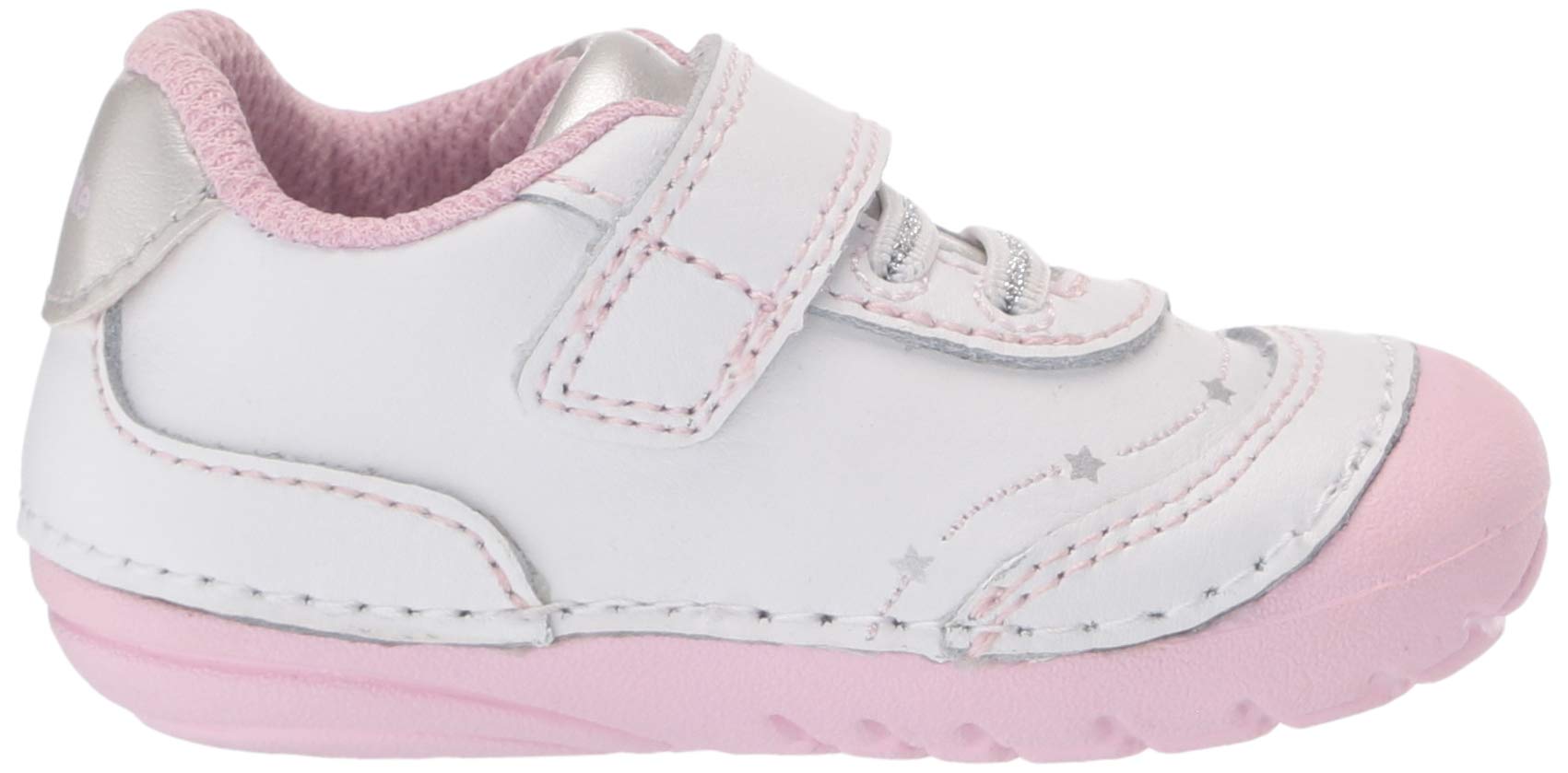 Stride Rite Baby-Girl's Soft Motion Adalyn Athletic Sneaker, White/Silver